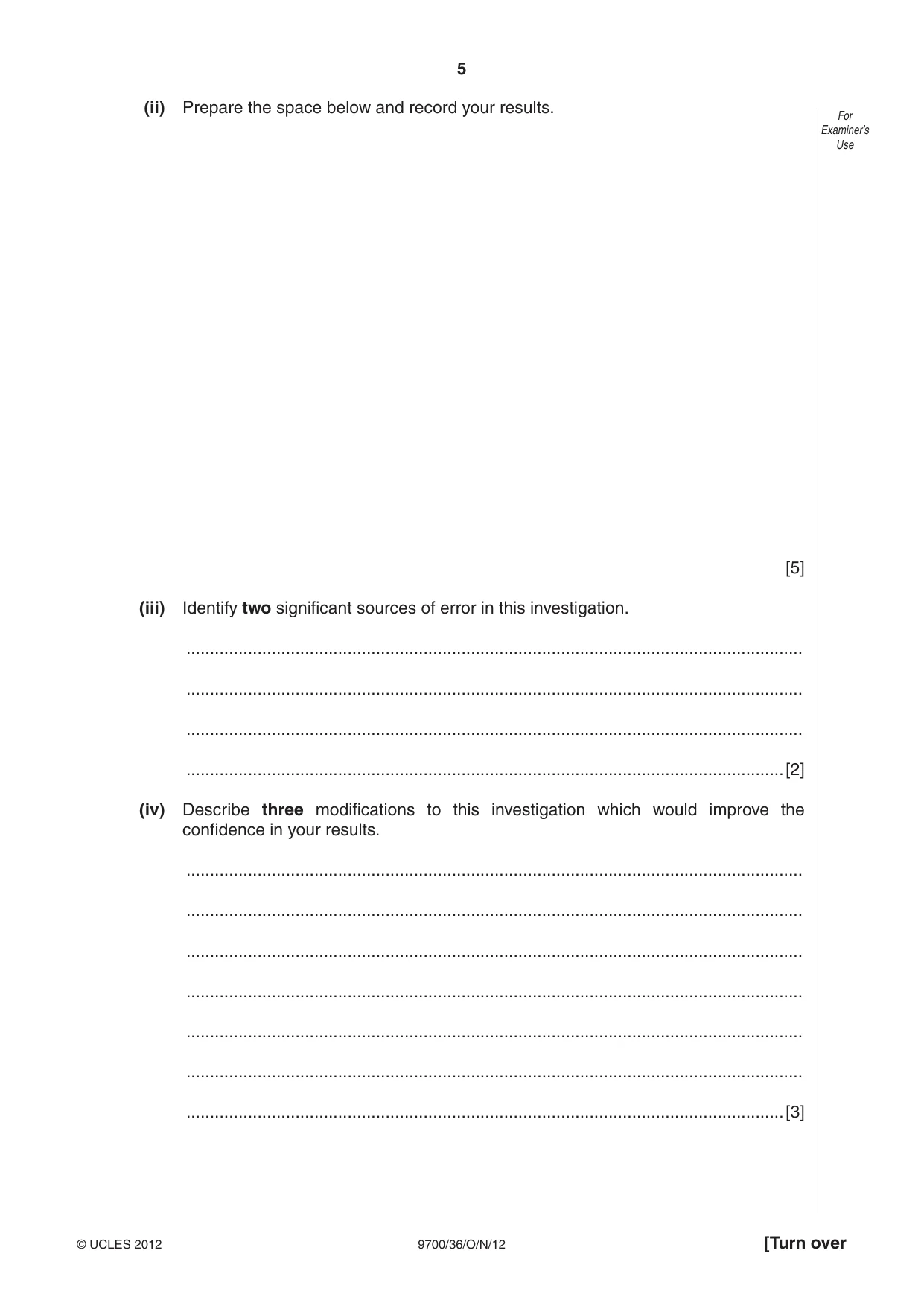 Cambridge A Level Biology 9700 2012 Oct/Nov Paper 3 · Variant 6 question paper, page 5 of 12