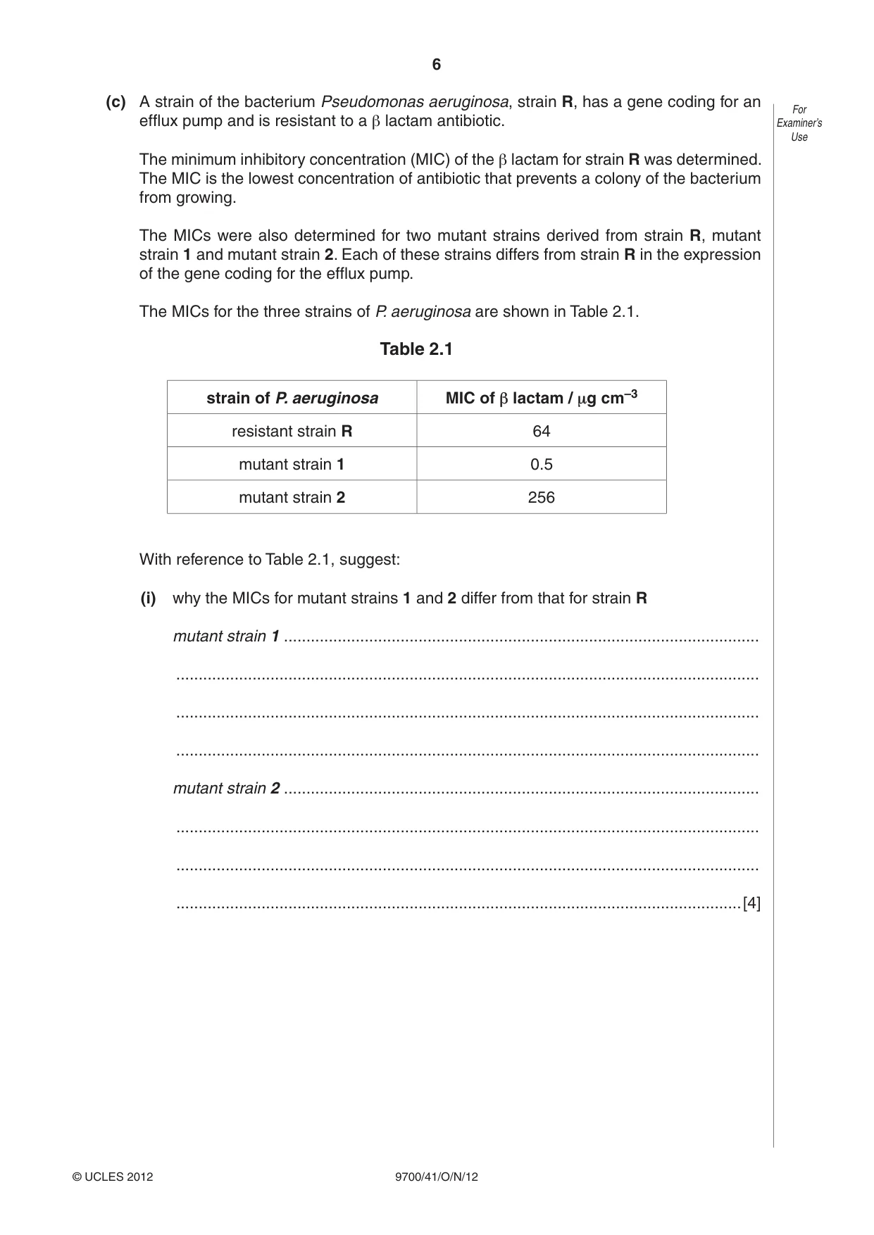 Cambridge A Level Biology 9700 2012 Oct/Nov Paper 4 · Variant 1 question paper, page 6 of 24