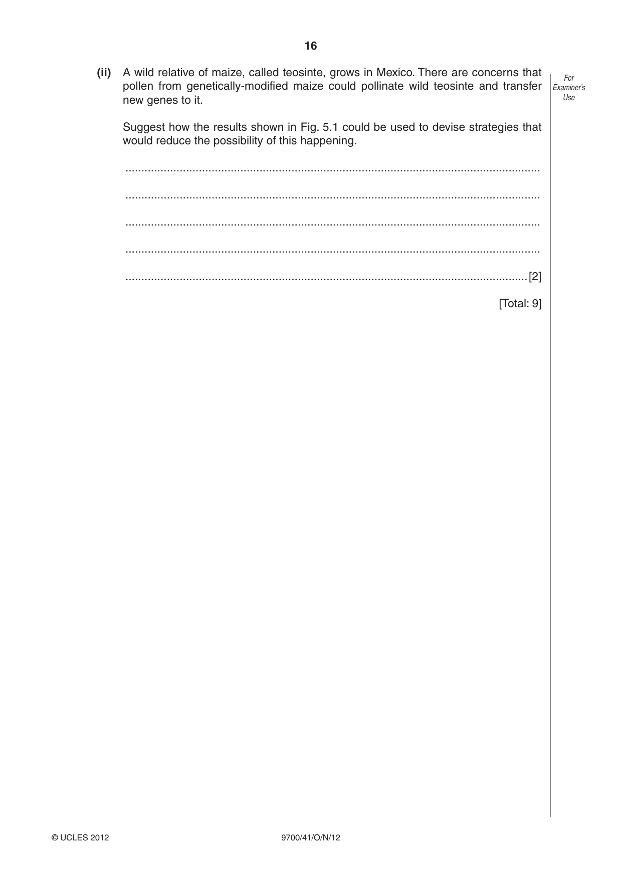 Cambridge A Level Biology 9700 2012 Oct/Nov Paper 4 · Variant 1 question paper, page 16 of 24