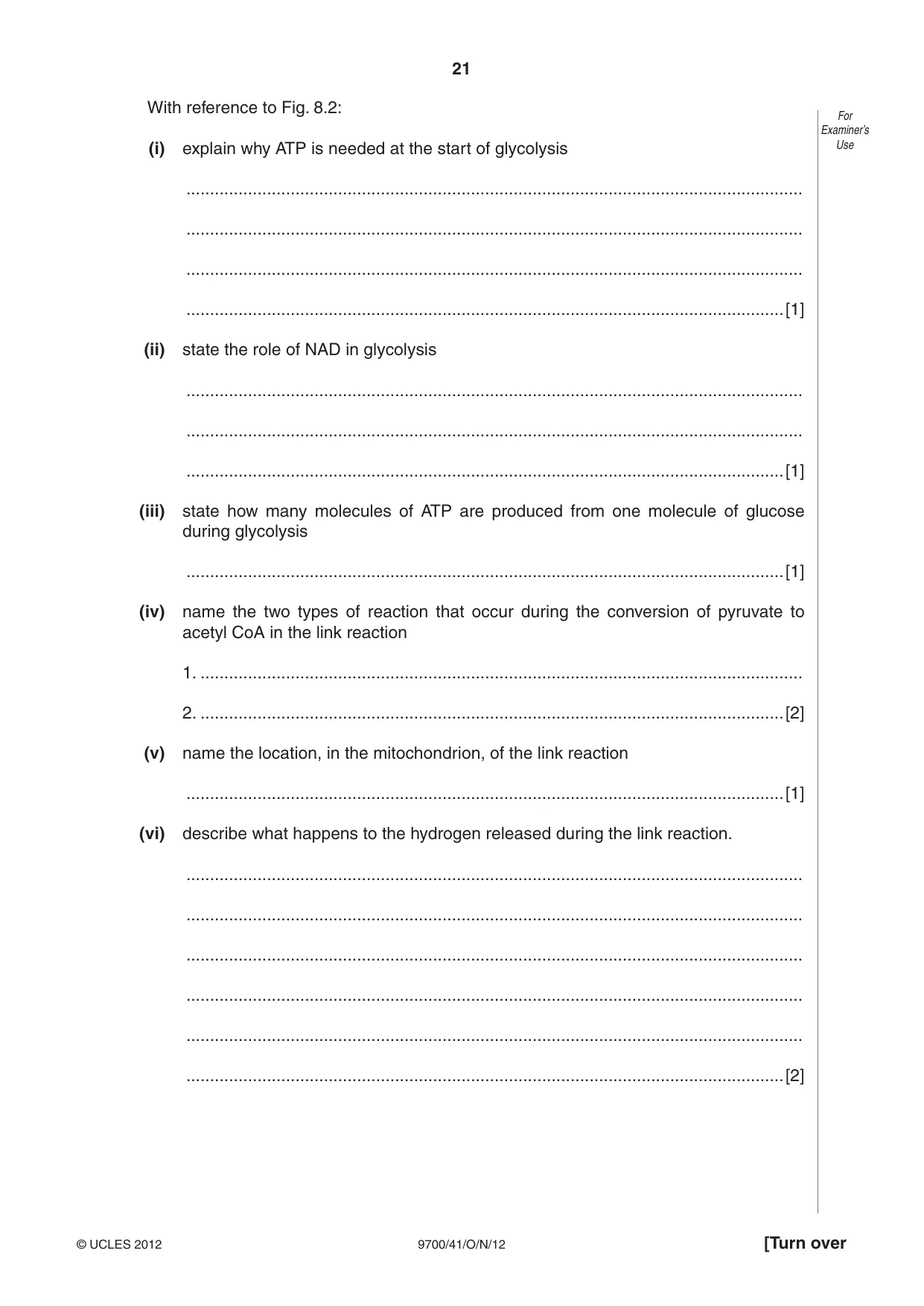 Cambridge A Level Biology 9700 2012 Oct/Nov Paper 4 · Variant 1 question paper, page 21 of 24
