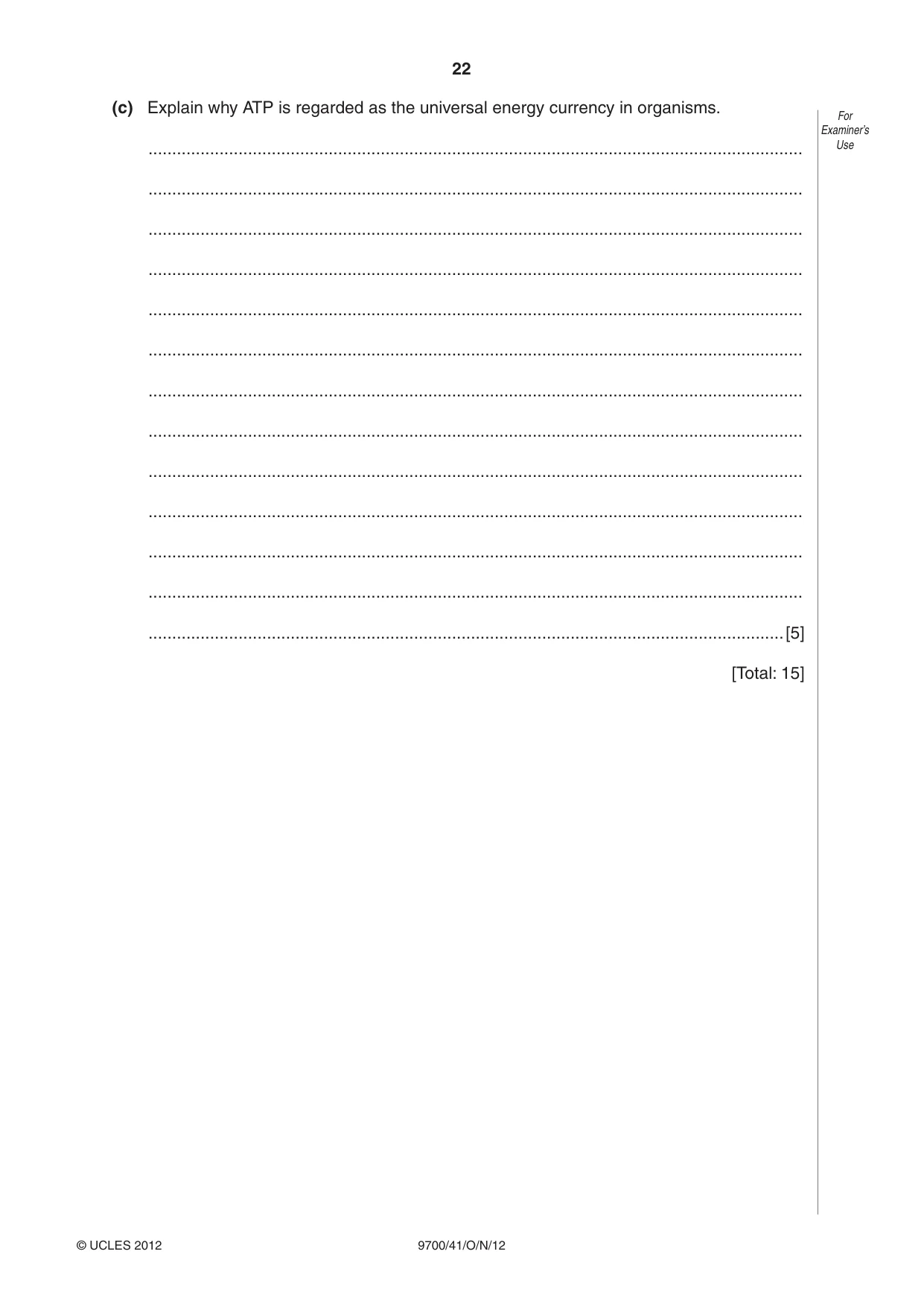 Cambridge A Level Biology 9700 2012 Oct/Nov Paper 4 · Variant 1 question paper, page 22 of 24