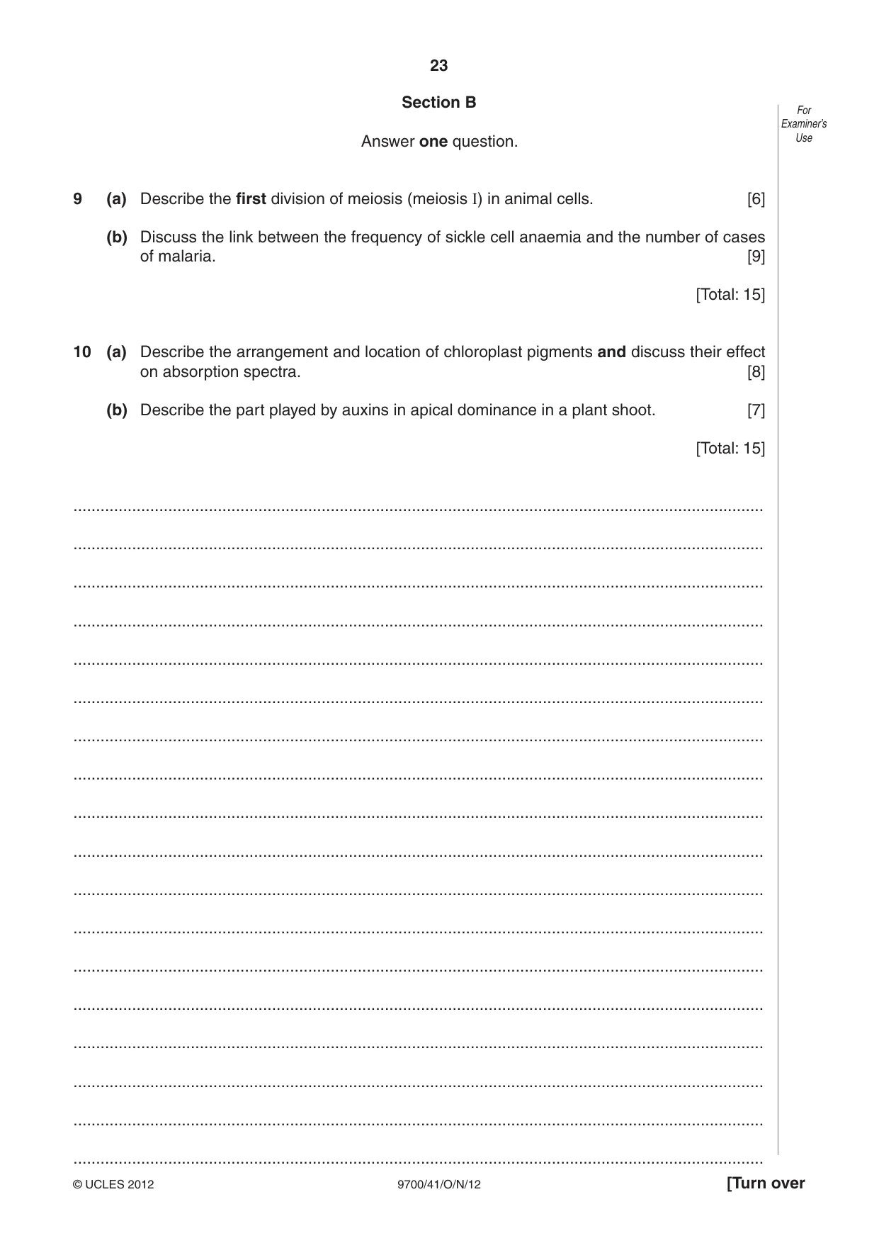 Cambridge A Level Biology 9700 2012 Oct/Nov Paper 4 · Variant 1 question paper, page 23 of 24