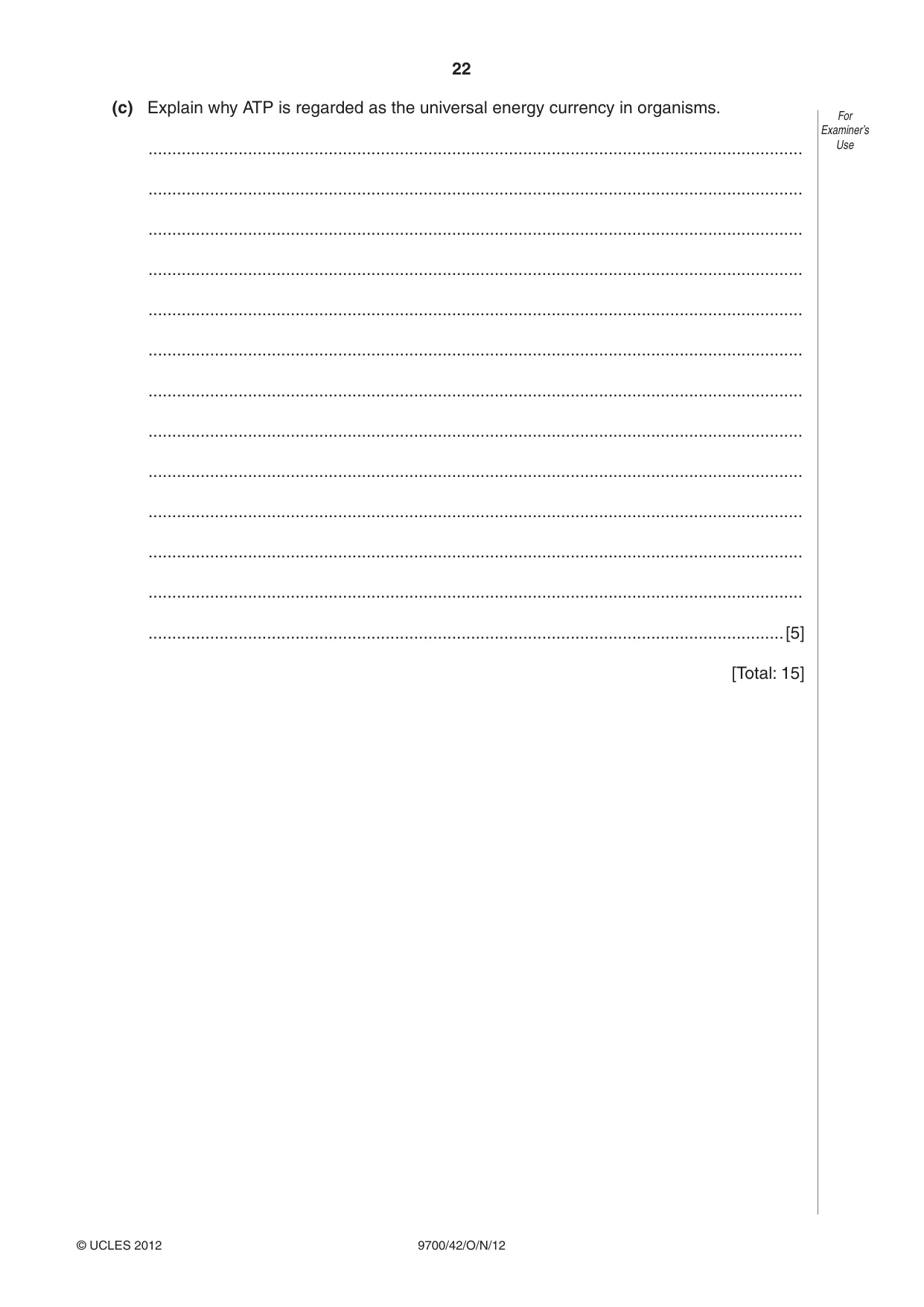 Cambridge A Level Biology 9700 2012 Oct/Nov Paper 4 · Variant 2 question paper, page 22 of 24