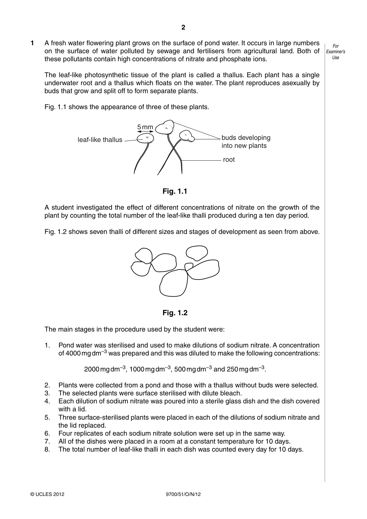 Cambridge A Level Biology 9700 2012 Oct/Nov Paper 5 · Variant 1 question paper, page 2 of 12