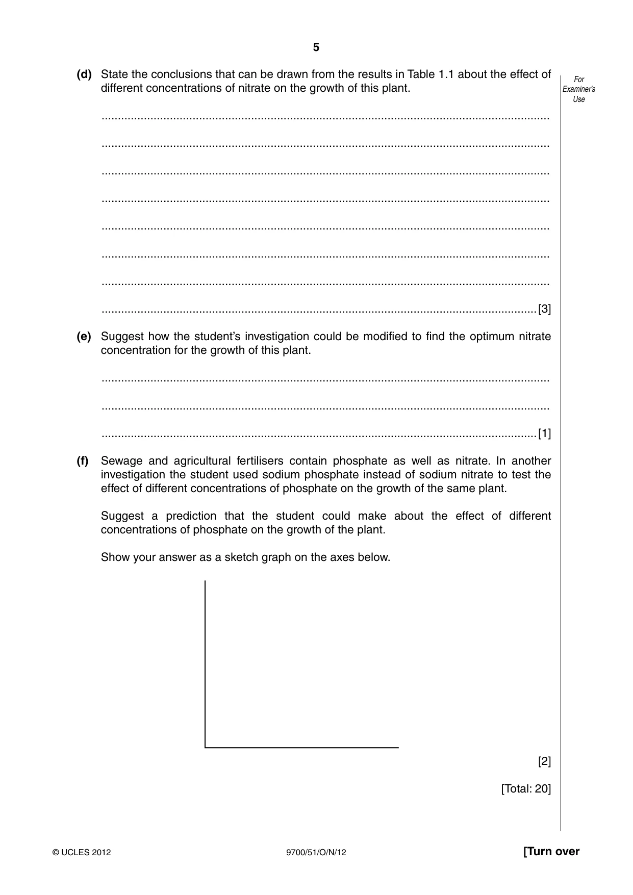 Cambridge A Level Biology 9700 2012 Oct/Nov Paper 5 · Variant 1 question paper, page 5 of 12