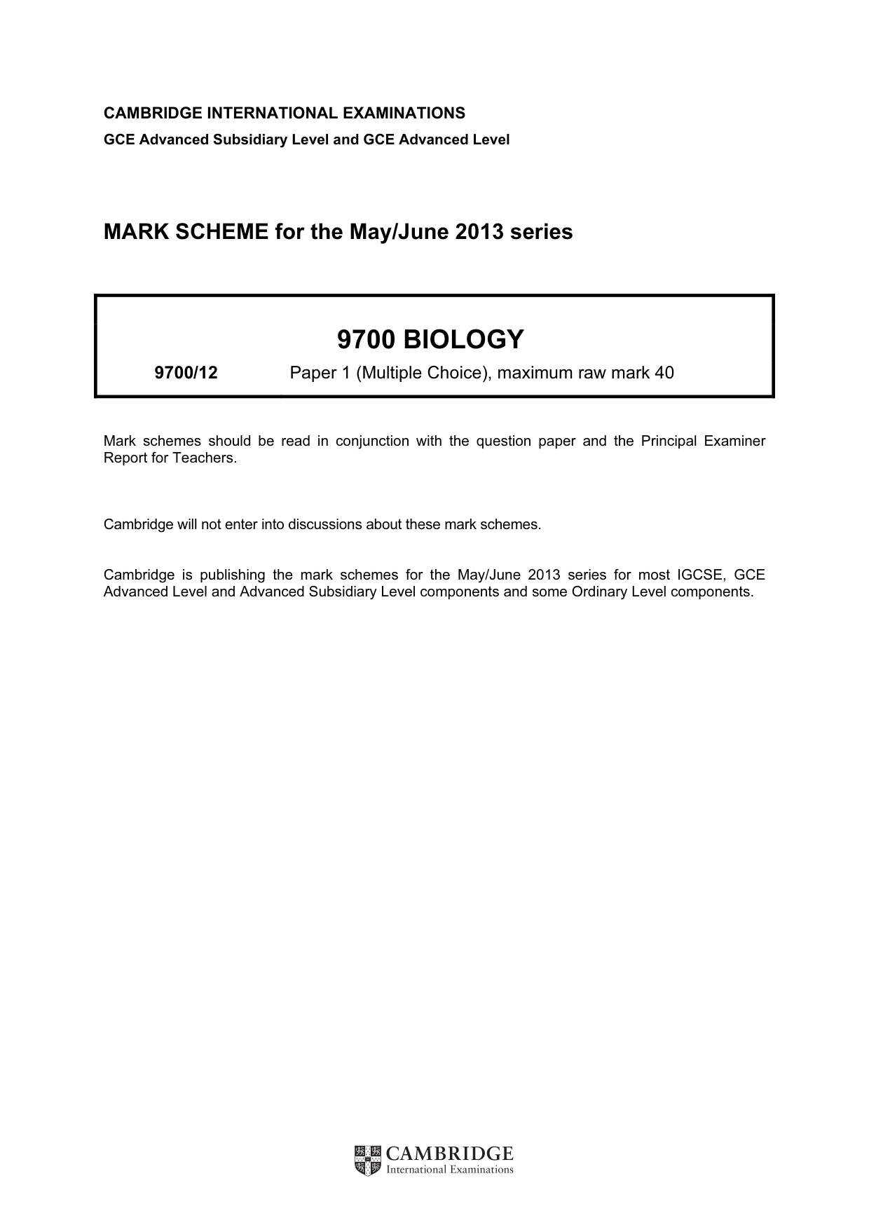 Mark scheme, page 1 of 2