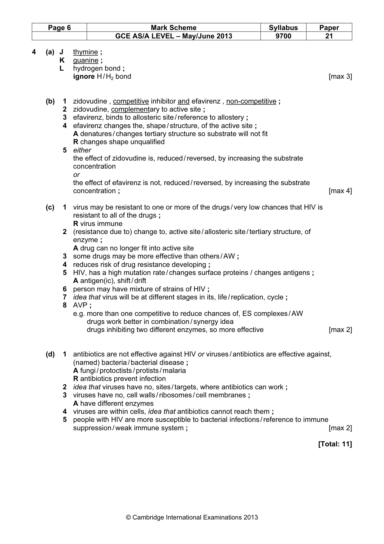 Mark scheme, page 6 of 8