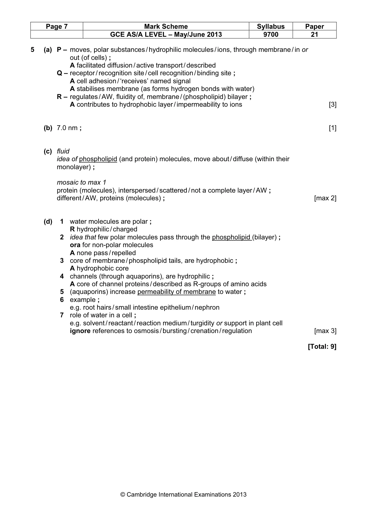 Mark scheme, page 7 of 8