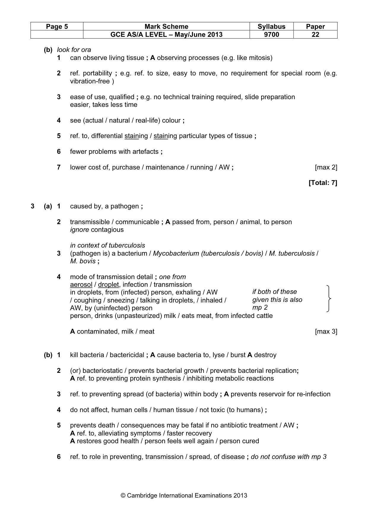 Mark scheme, page 5 of 10