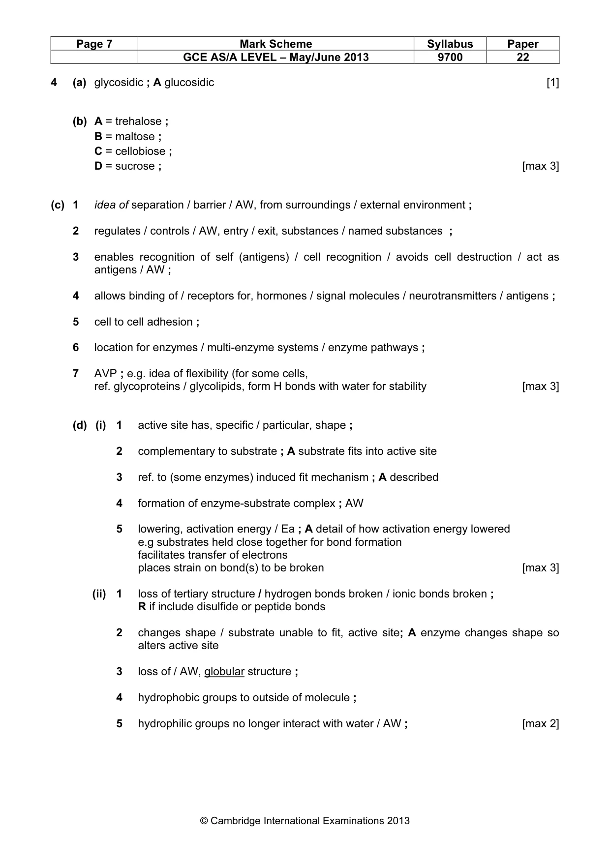 Mark scheme, page 7 of 10