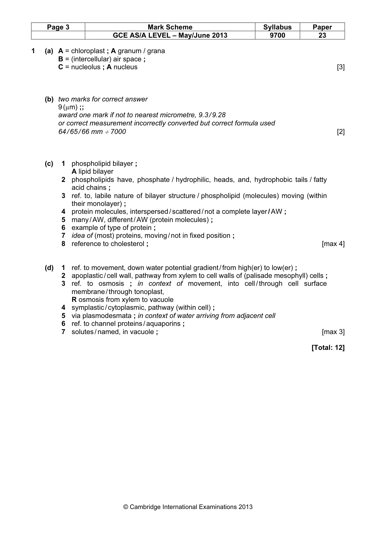 Mark scheme, page 3 of 7