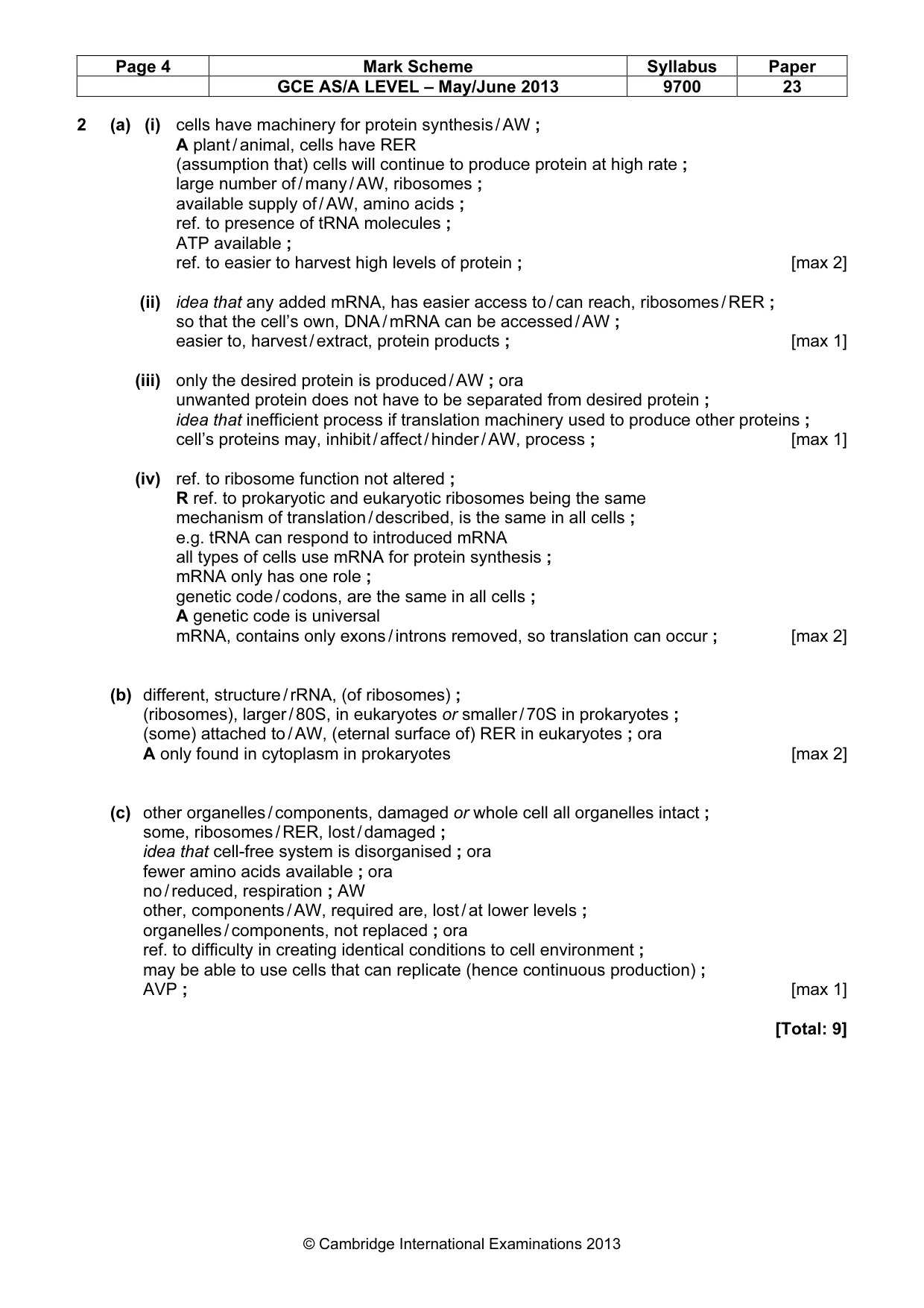 Mark scheme, page 4 of 7