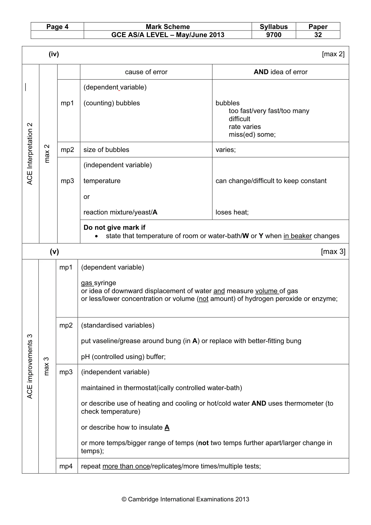 Mark scheme, page 4 of 9
