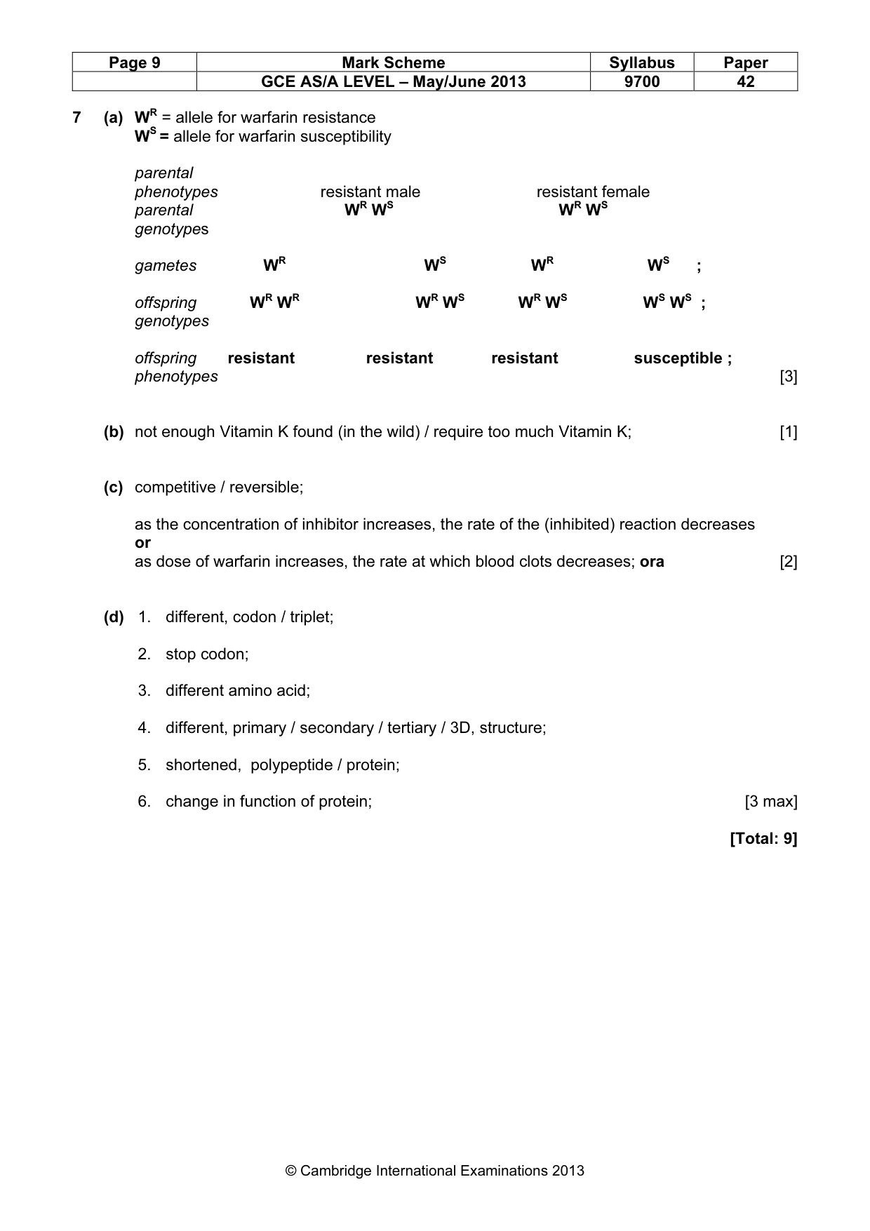 Mark scheme, page 9 of 13