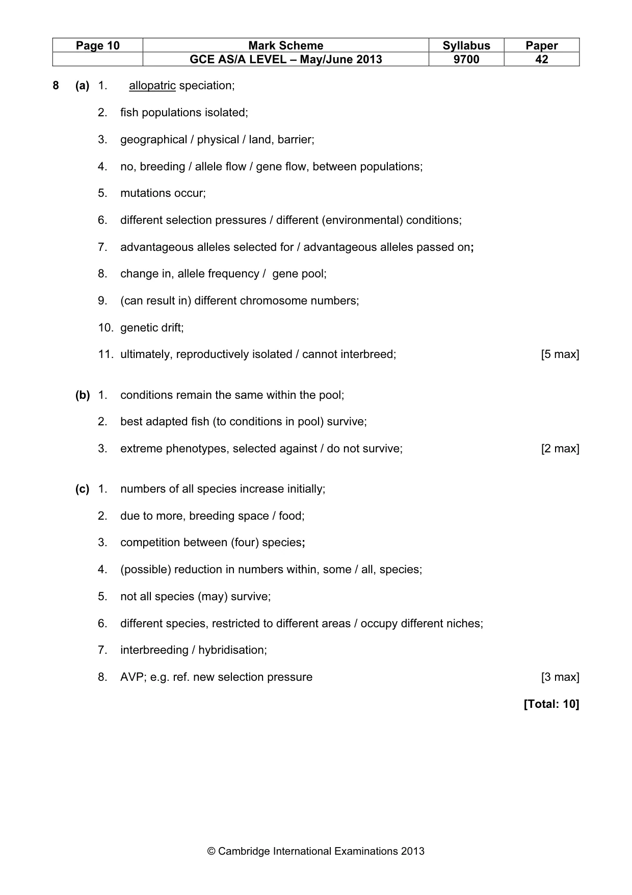 Mark scheme, page 10 of 13