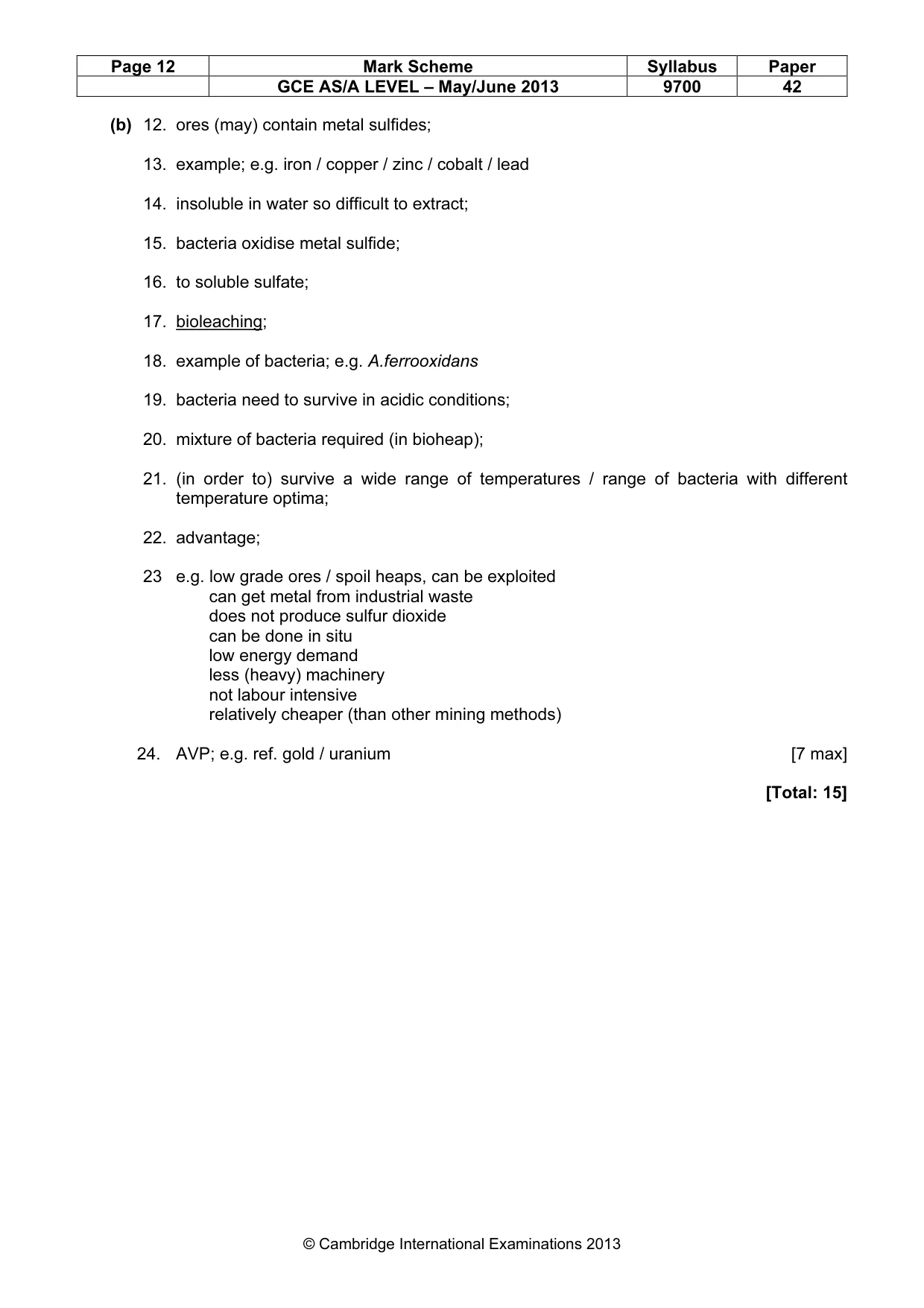 Mark scheme, page 12 of 13