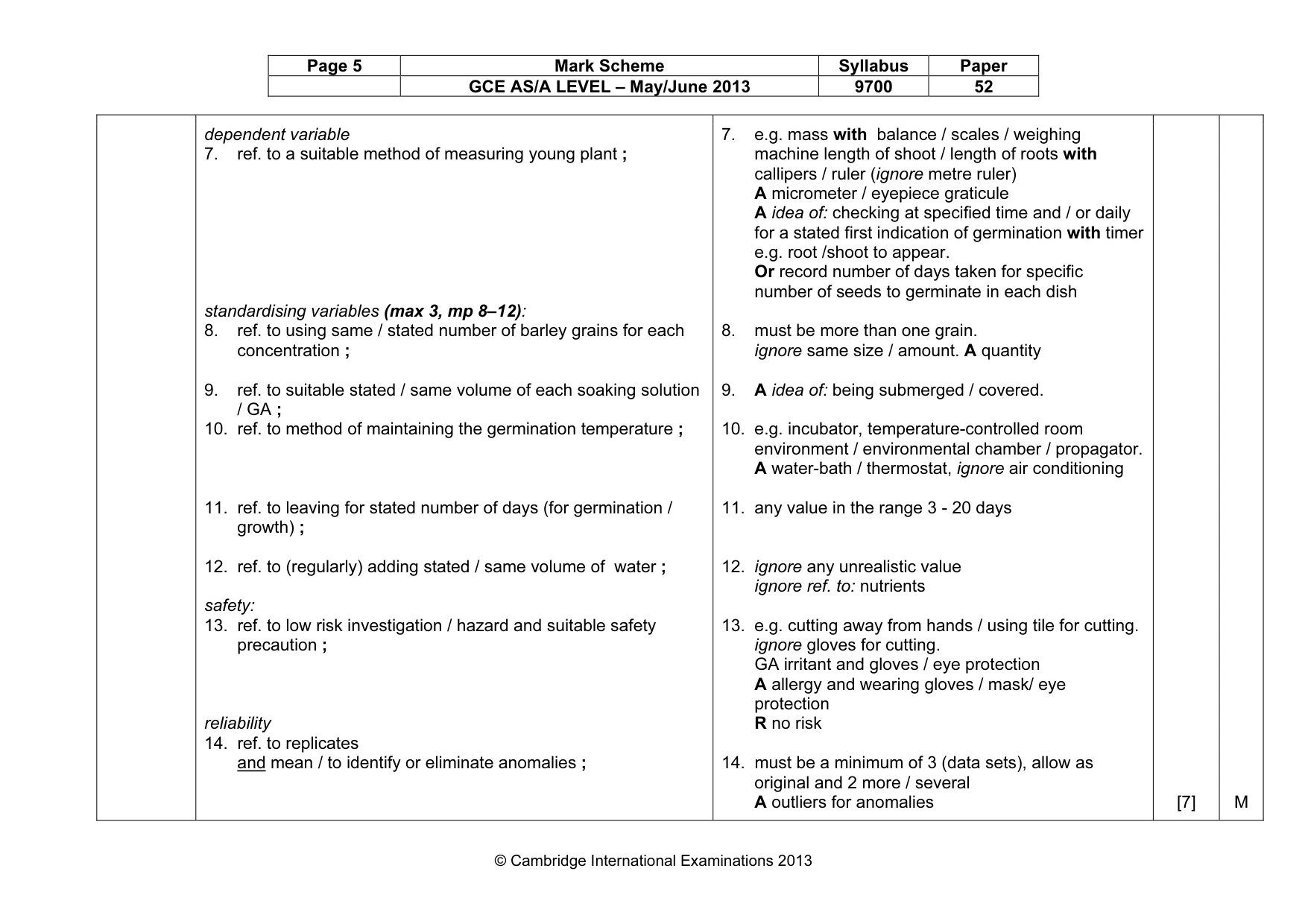 Mark scheme, page 5 of 8