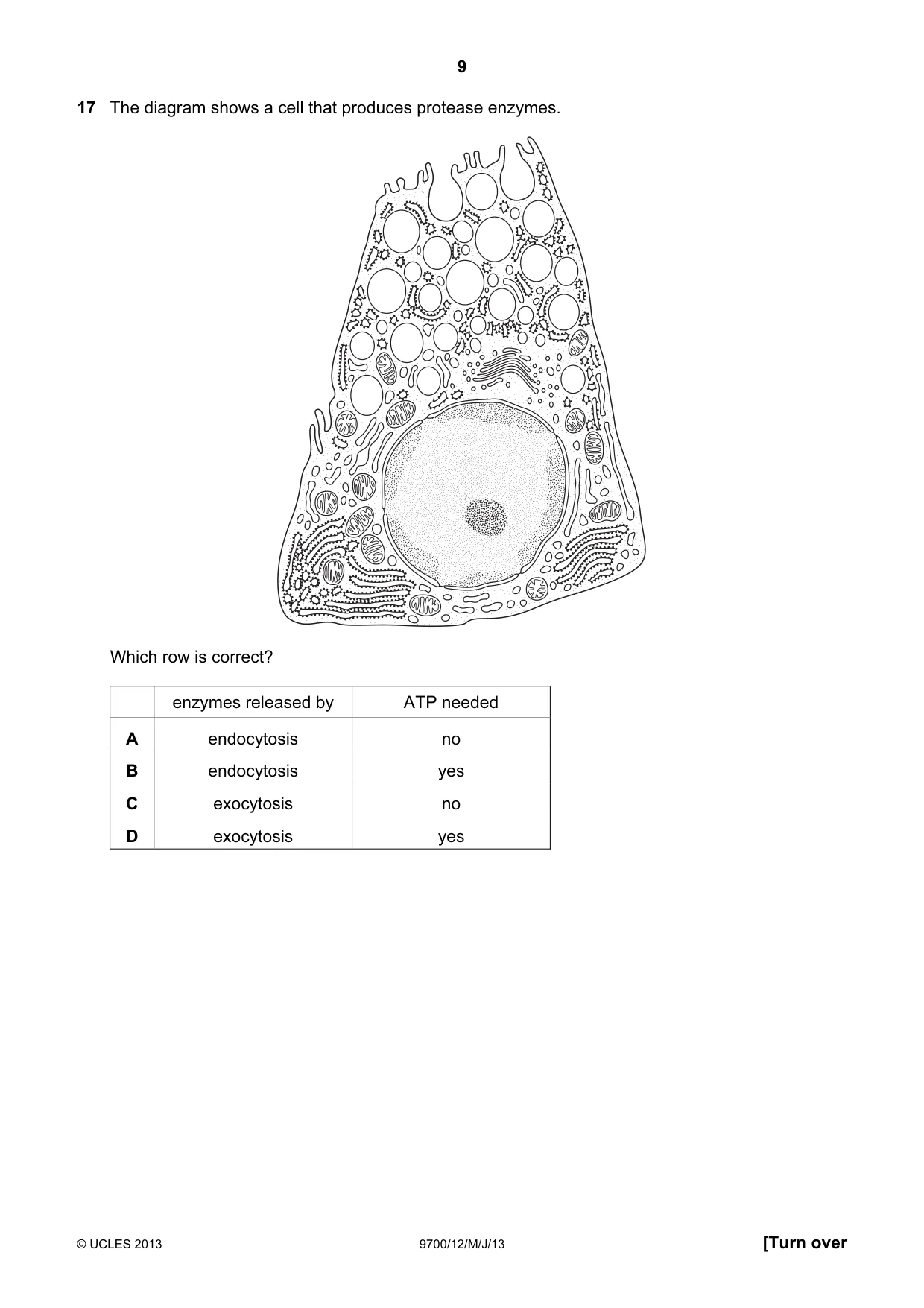 Cambridge A Level Biology 9700 2013 May/June Paper 1 · Variant 2 question paper, page 9 of 20