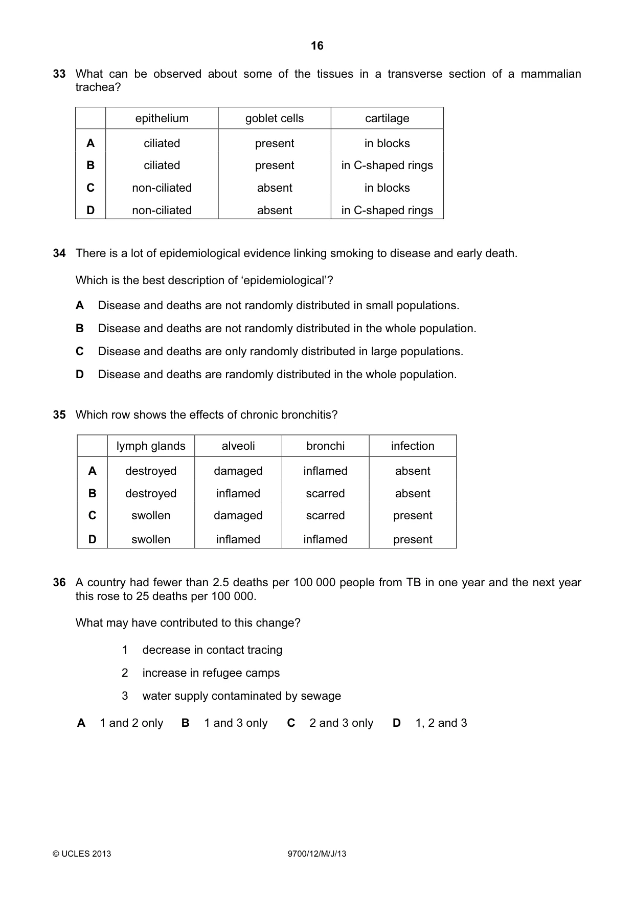 Cambridge A Level Biology 9700 2013 May/June Paper 1 · Variant 2 question paper, page 16 of 20