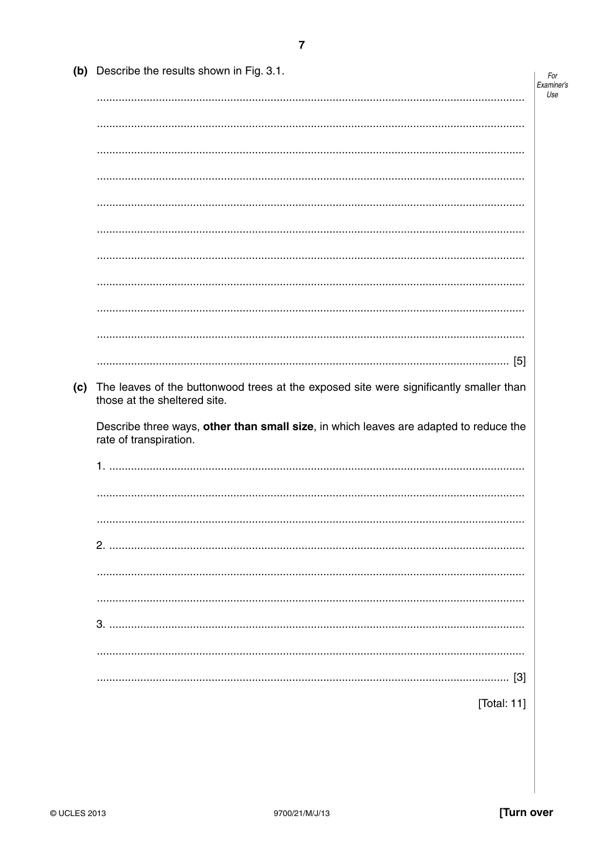 Cambridge A Level Biology 9700 2013 May/June Paper 2 · Variant 1 question paper, page 7 of 12