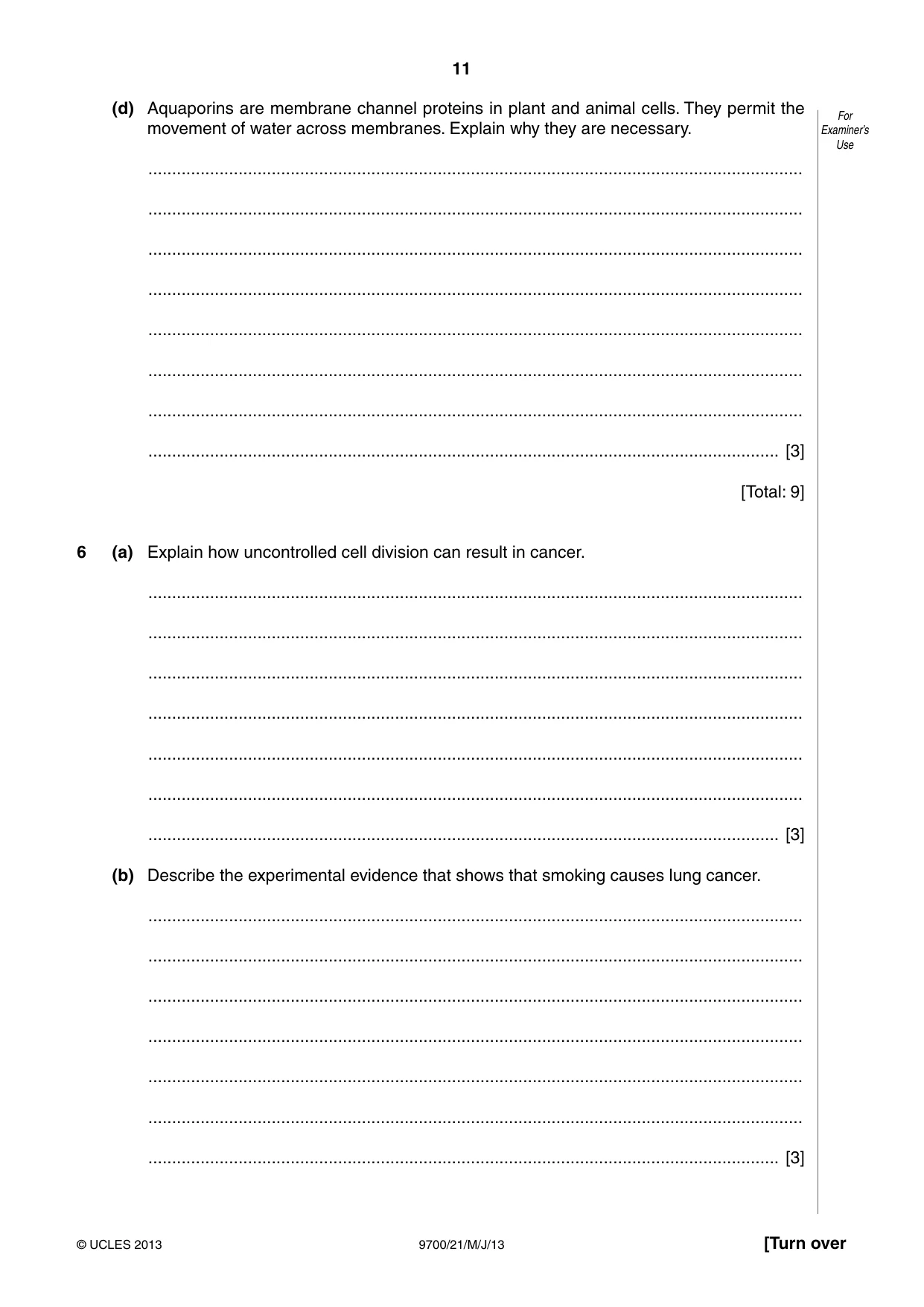 Cambridge A Level Biology 9700 2013 May/June Paper 2 · Variant 1 question paper, page 11 of 12