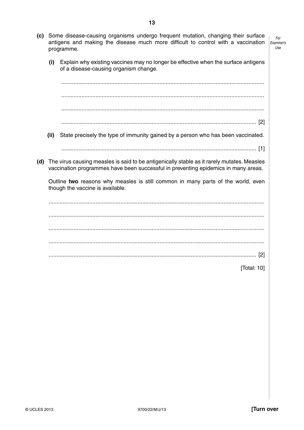 Cambridge A Level Biology 9700 2013 May/June Paper 2 · Variant 2 question paper, page 13 of 16