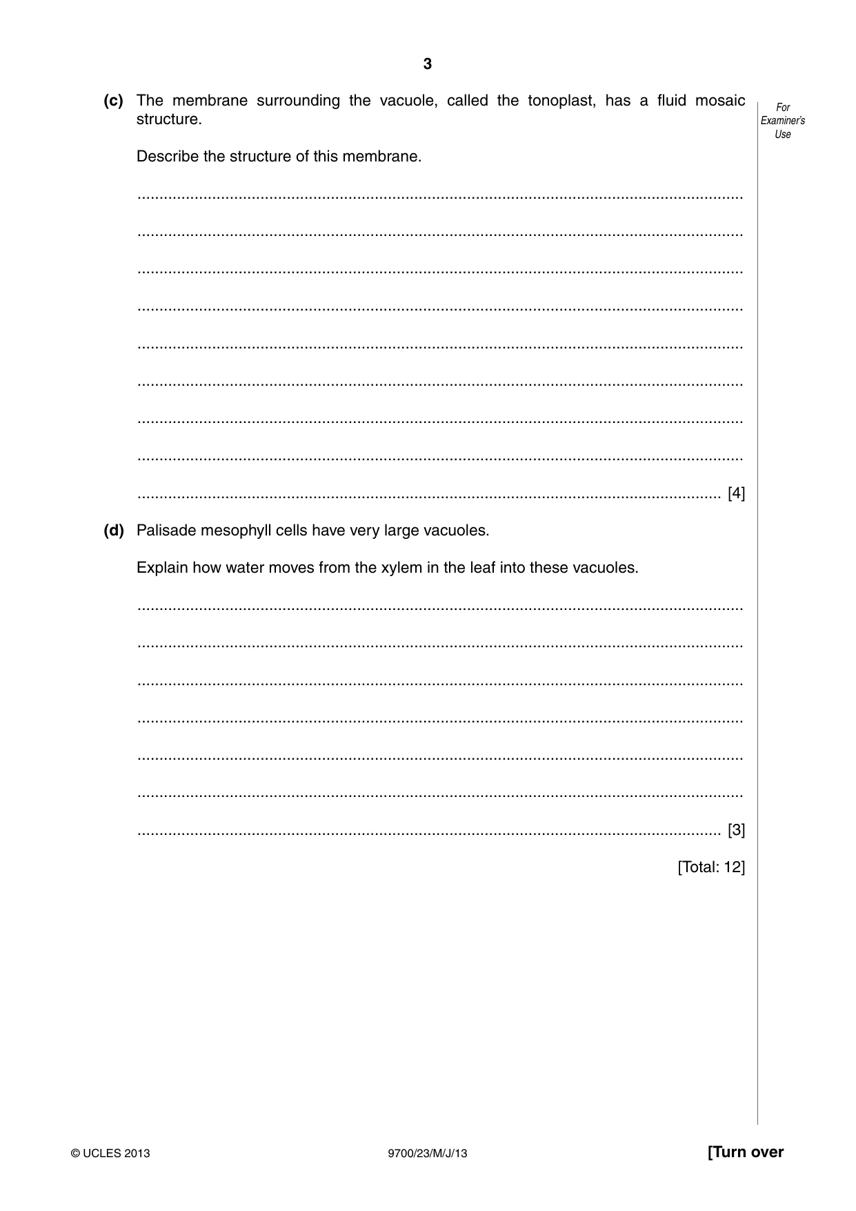 Cambridge A Level Biology 9700 2013 May/June Paper 2 · Variant 3 question paper, page 3 of 12