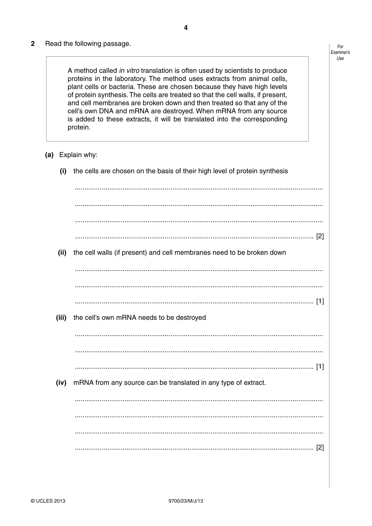 Cambridge A Level Biology 9700 2013 May/June Paper 2 · Variant 3 question paper, page 4 of 12