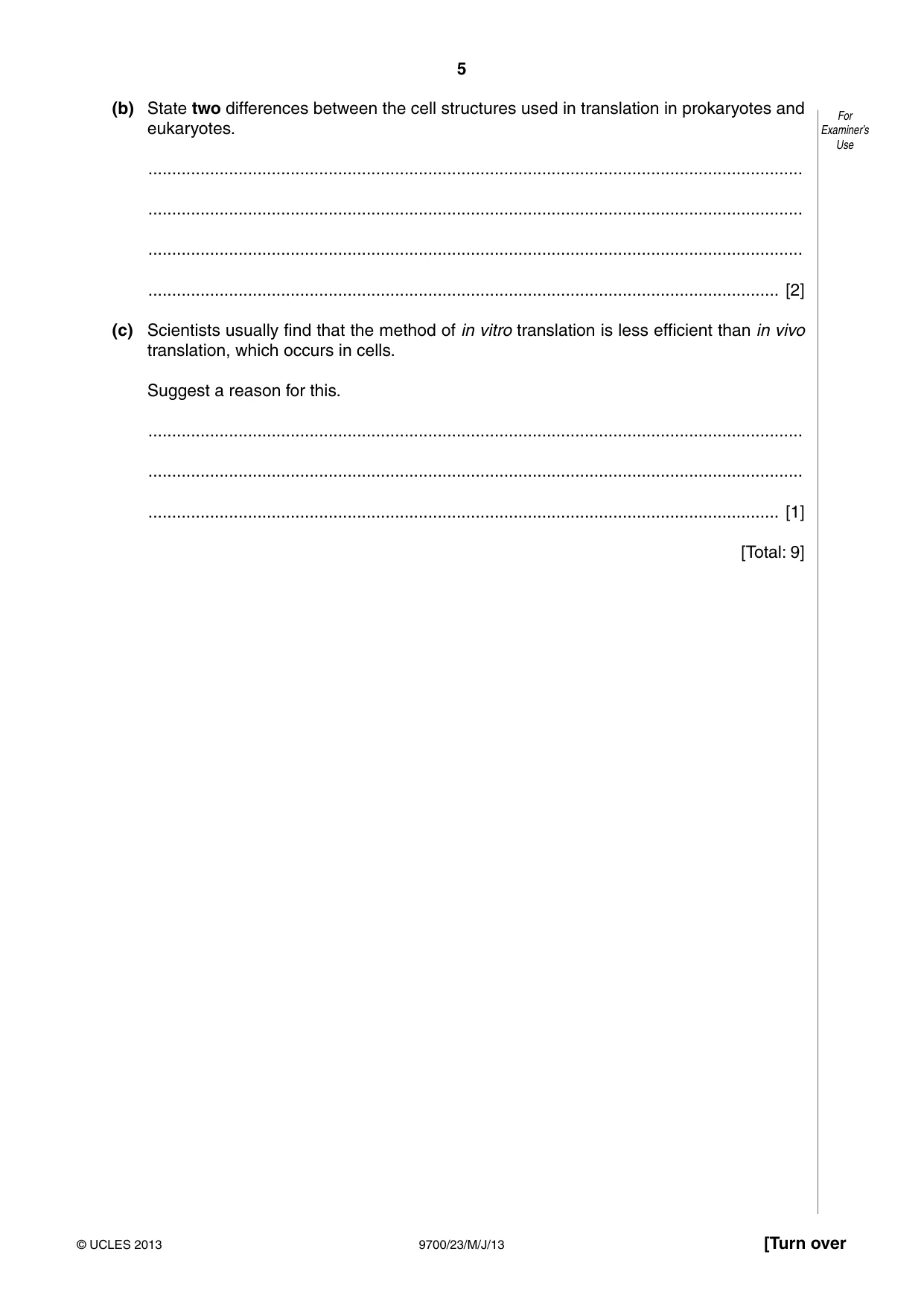 Cambridge A Level Biology 9700 2013 May/June Paper 2 · Variant 3 question paper, page 5 of 12