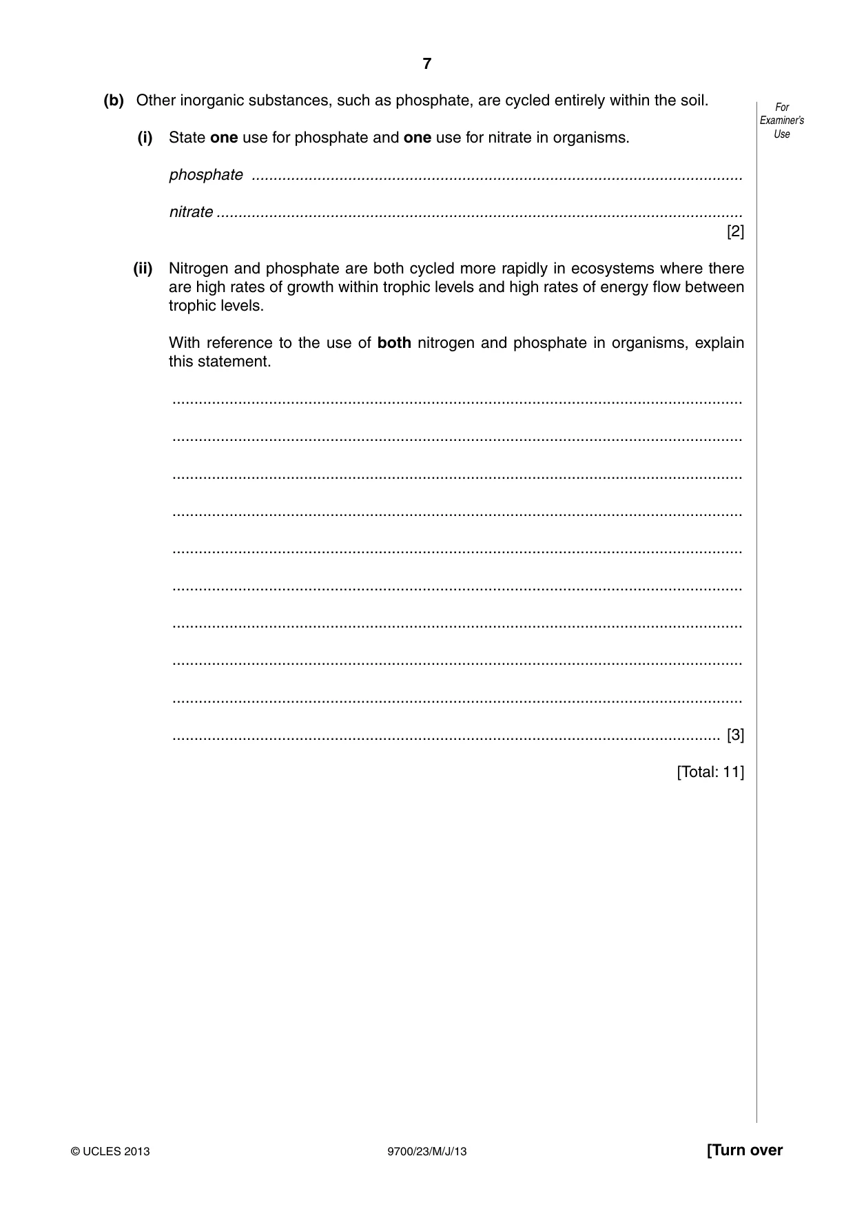 Cambridge A Level Biology 9700 2013 May/June Paper 2 · Variant 3 question paper, page 7 of 12