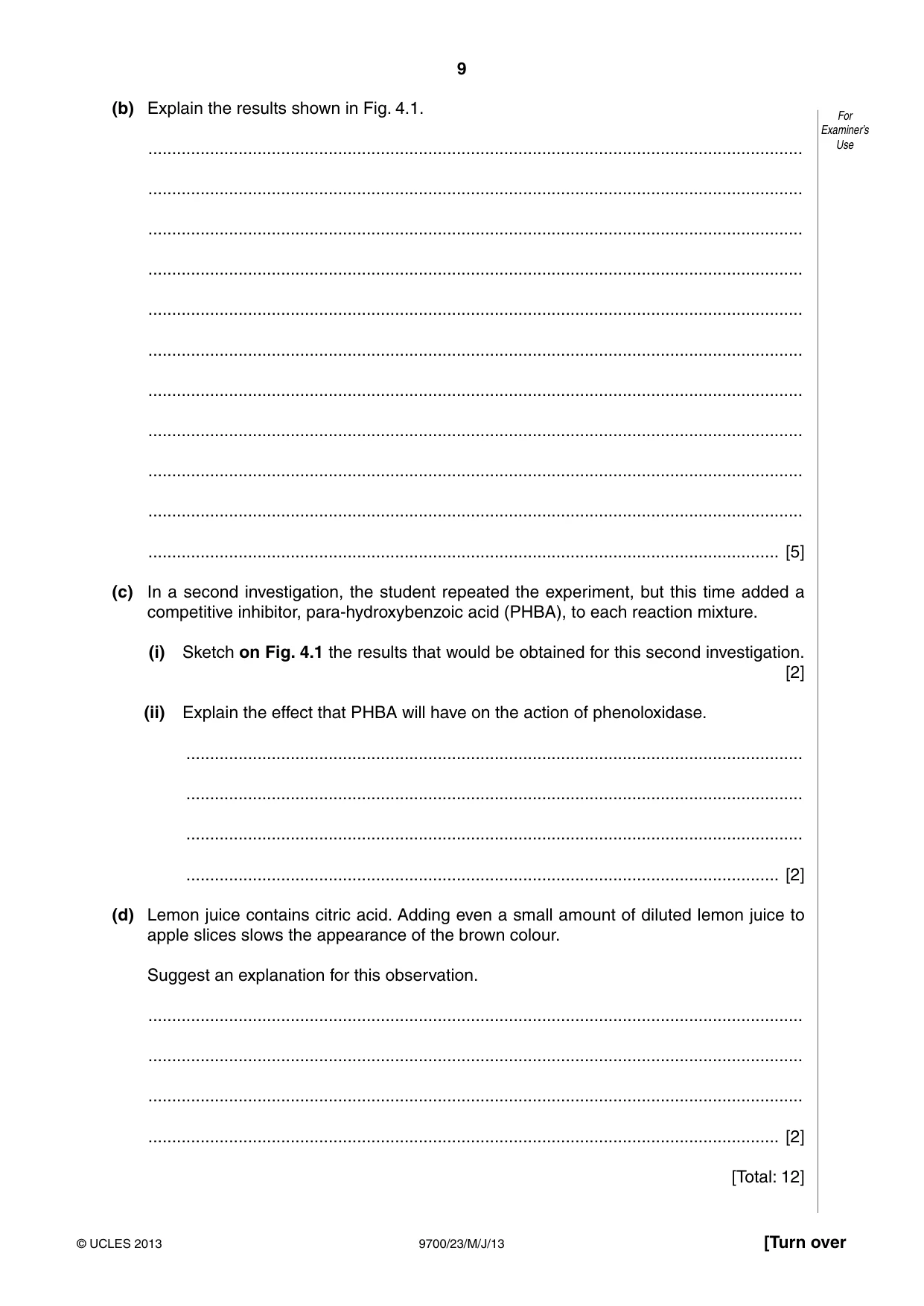 Cambridge A Level Biology 9700 2013 May/June Paper 2 · Variant 3 question paper, page 9 of 12