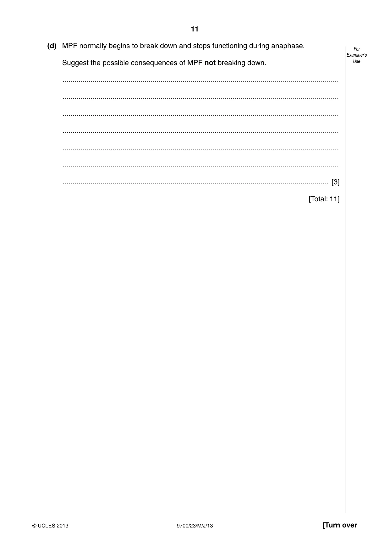 Cambridge A Level Biology 9700 2013 May/June Paper 2 · Variant 3 question paper, page 11 of 12