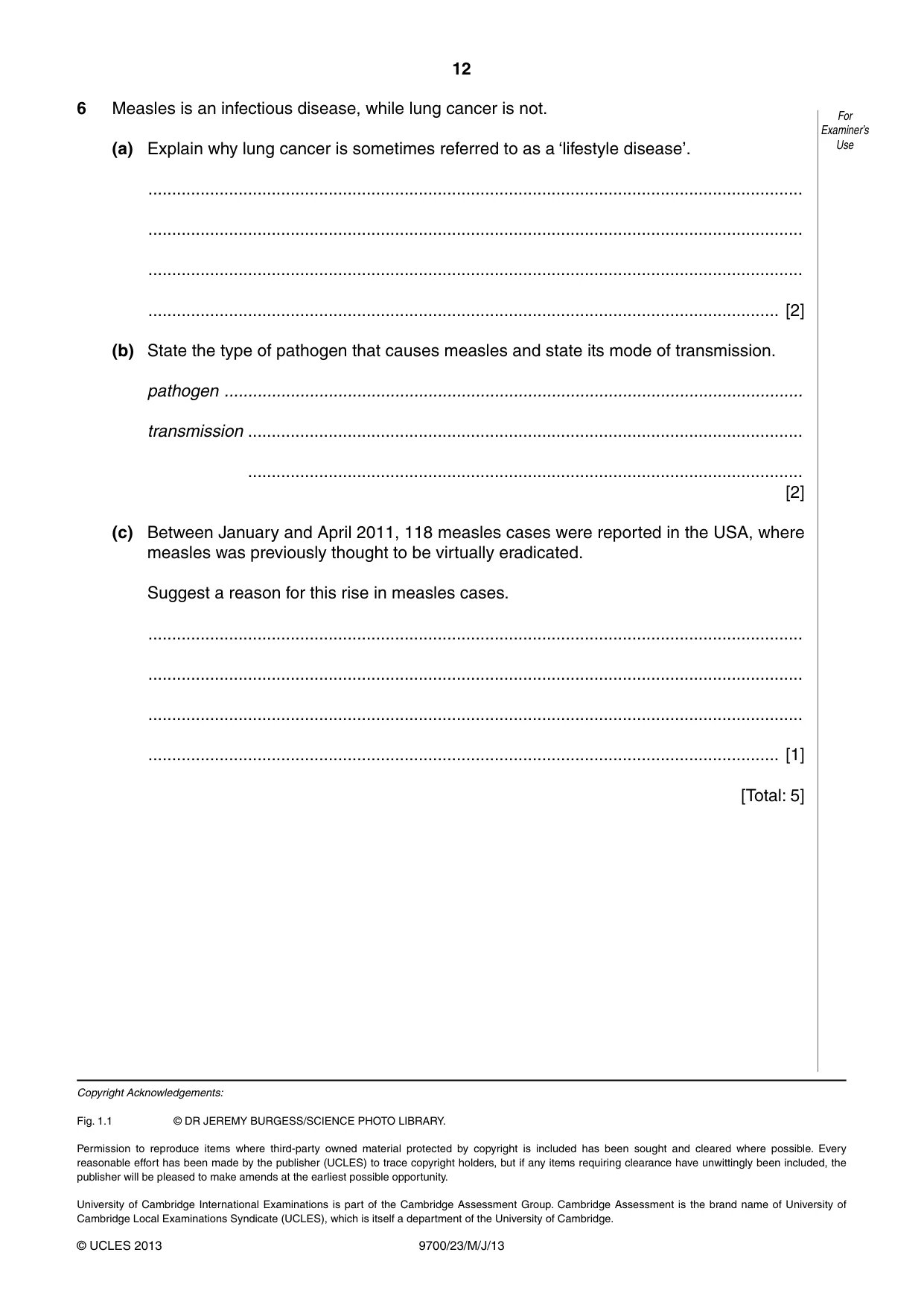 Cambridge A Level Biology 9700 2013 May/June Paper 2 · Variant 3 question paper, page 12 of 12