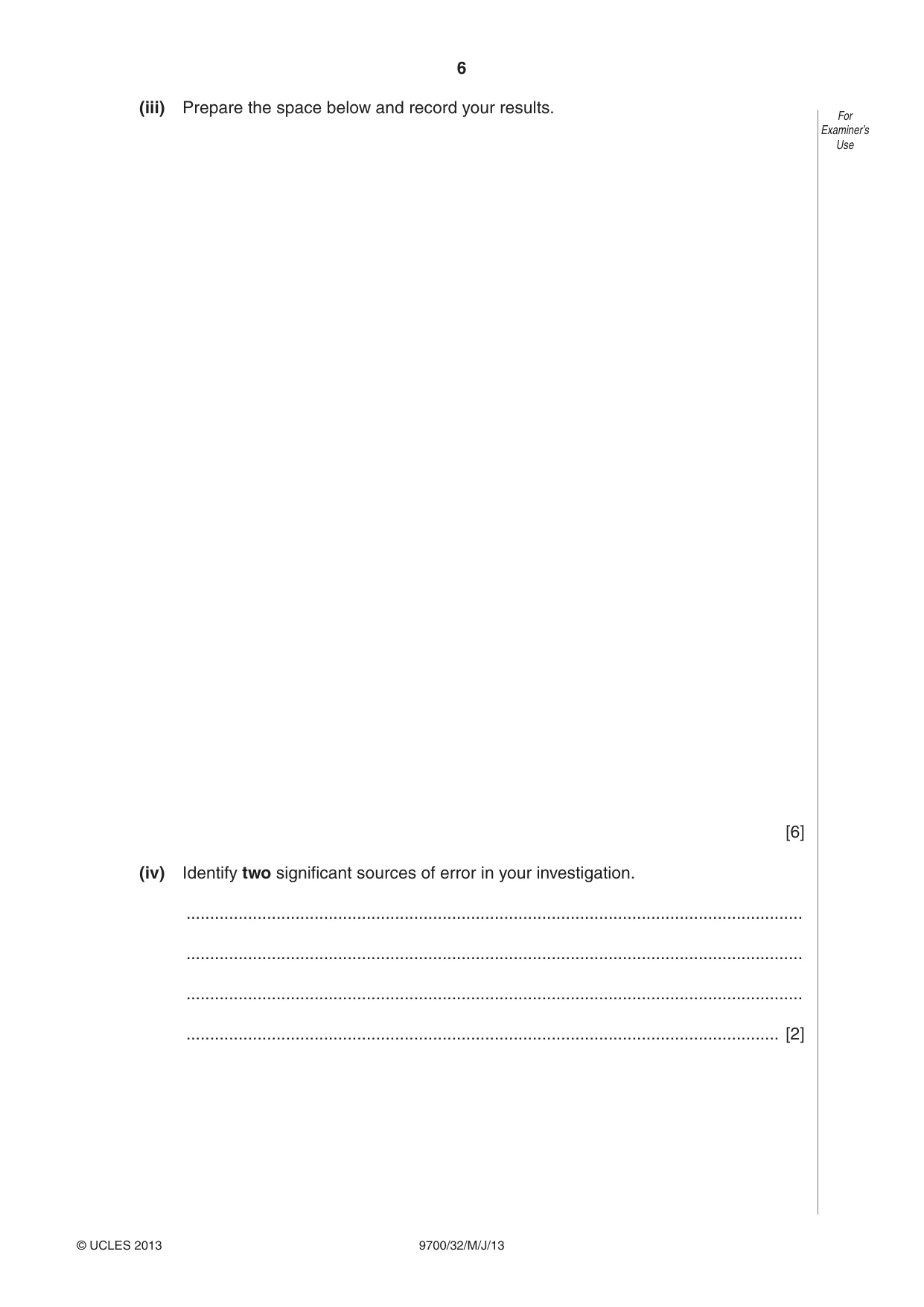 Cambridge A Level Biology 9700 2013 May/June Paper 3 · Variant 2 question paper, page 6 of 16