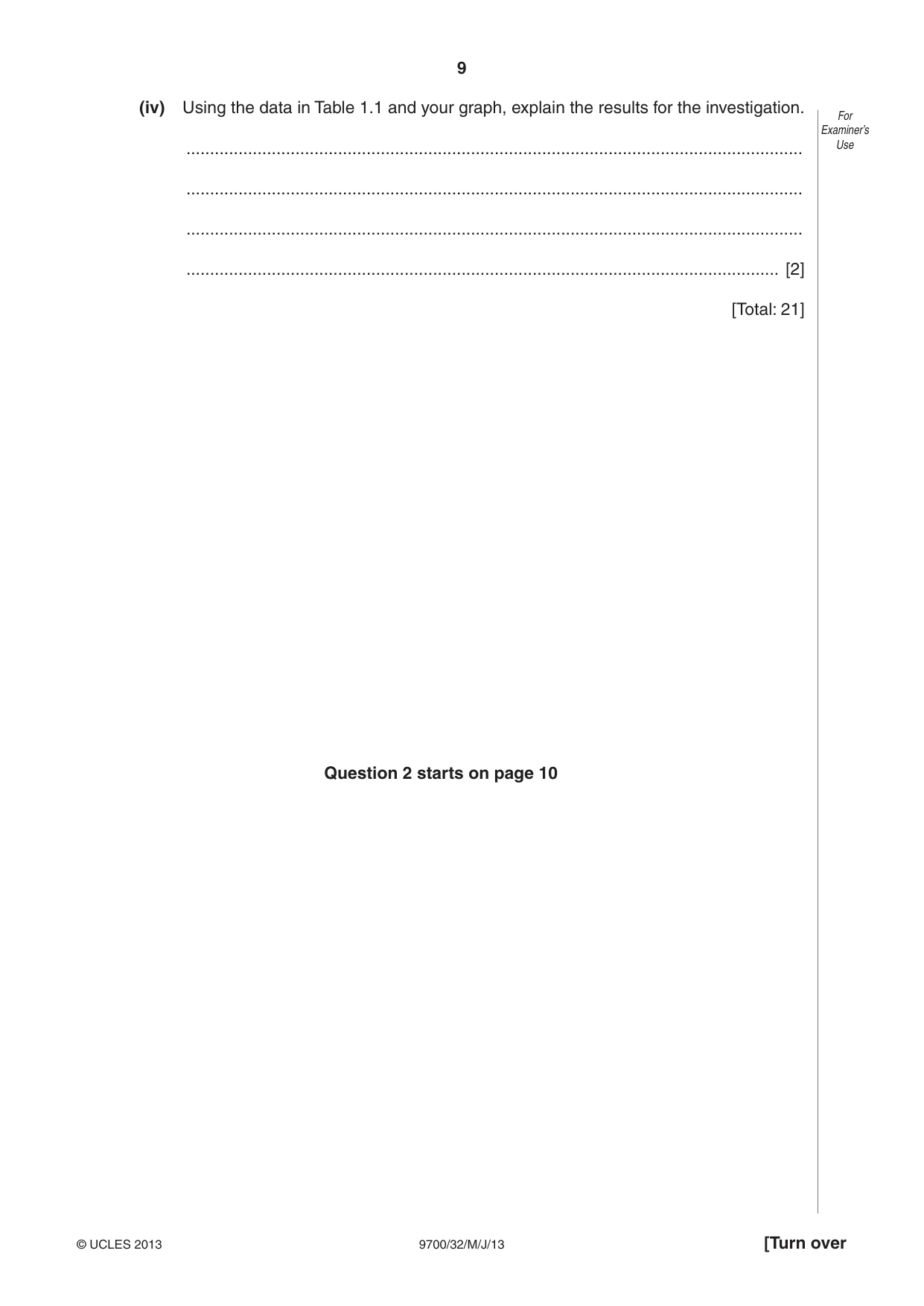 Cambridge A Level Biology 9700 2013 May/June Paper 3 · Variant 2 question paper, page 9 of 16