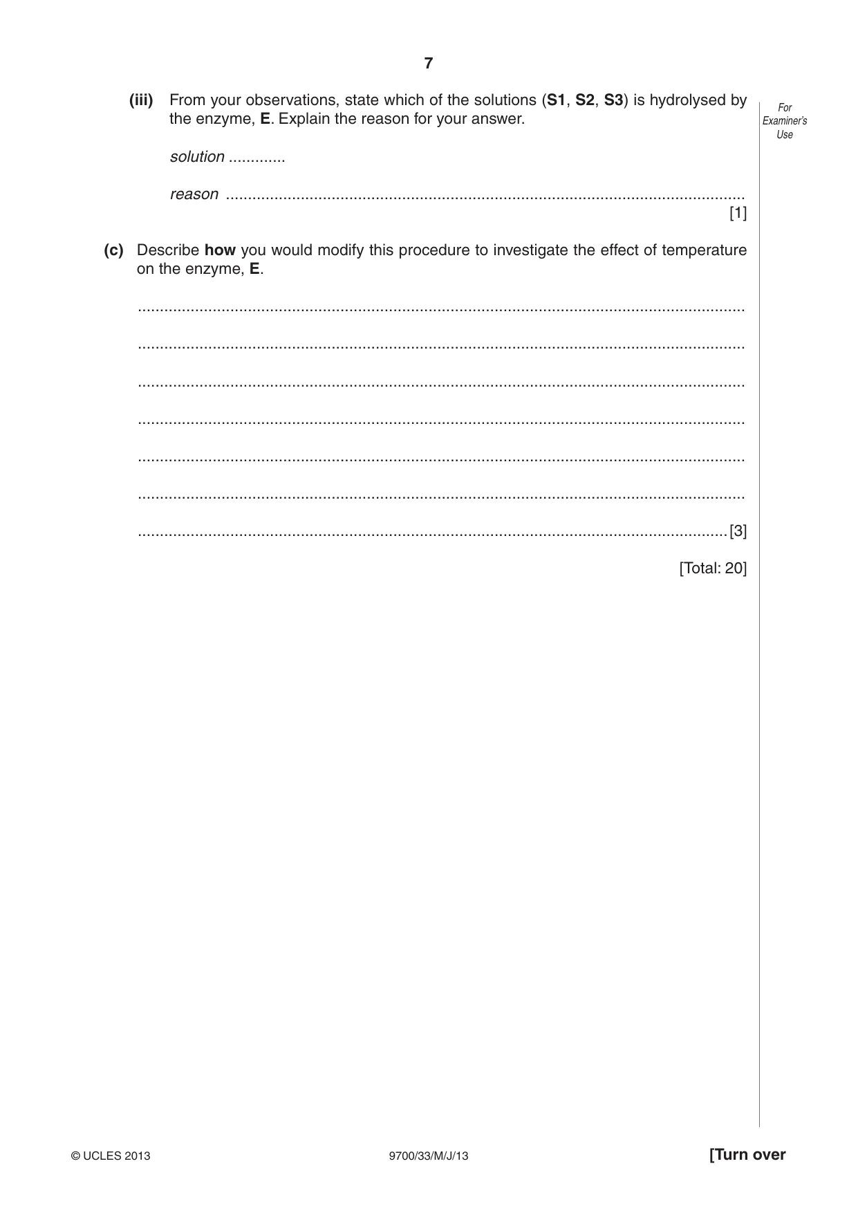 Cambridge A Level Biology 9700 2013 May/June Paper 3 · Variant 3 question paper, page 7 of 12