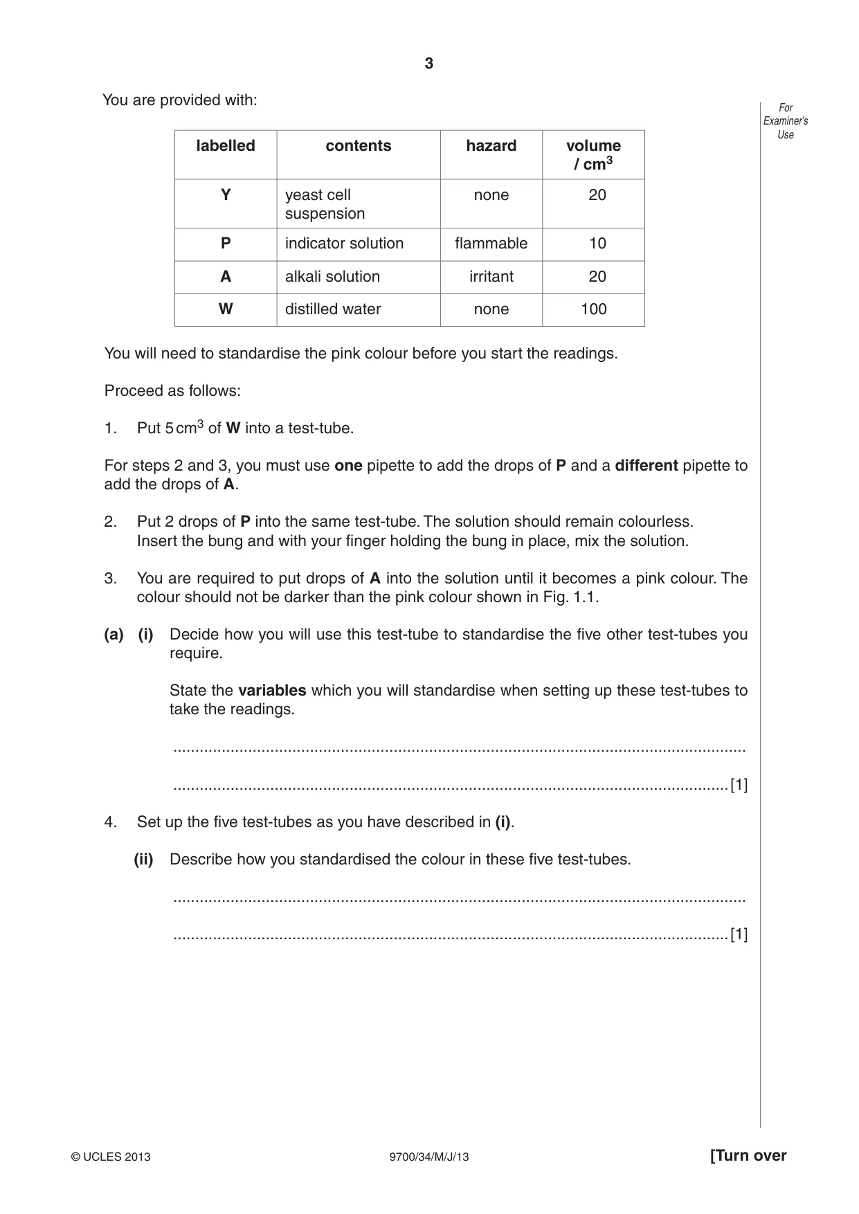 Cambridge A Level Biology 9700 2013 May/June Paper 3 · Variant 4 question paper, page 3 of 16