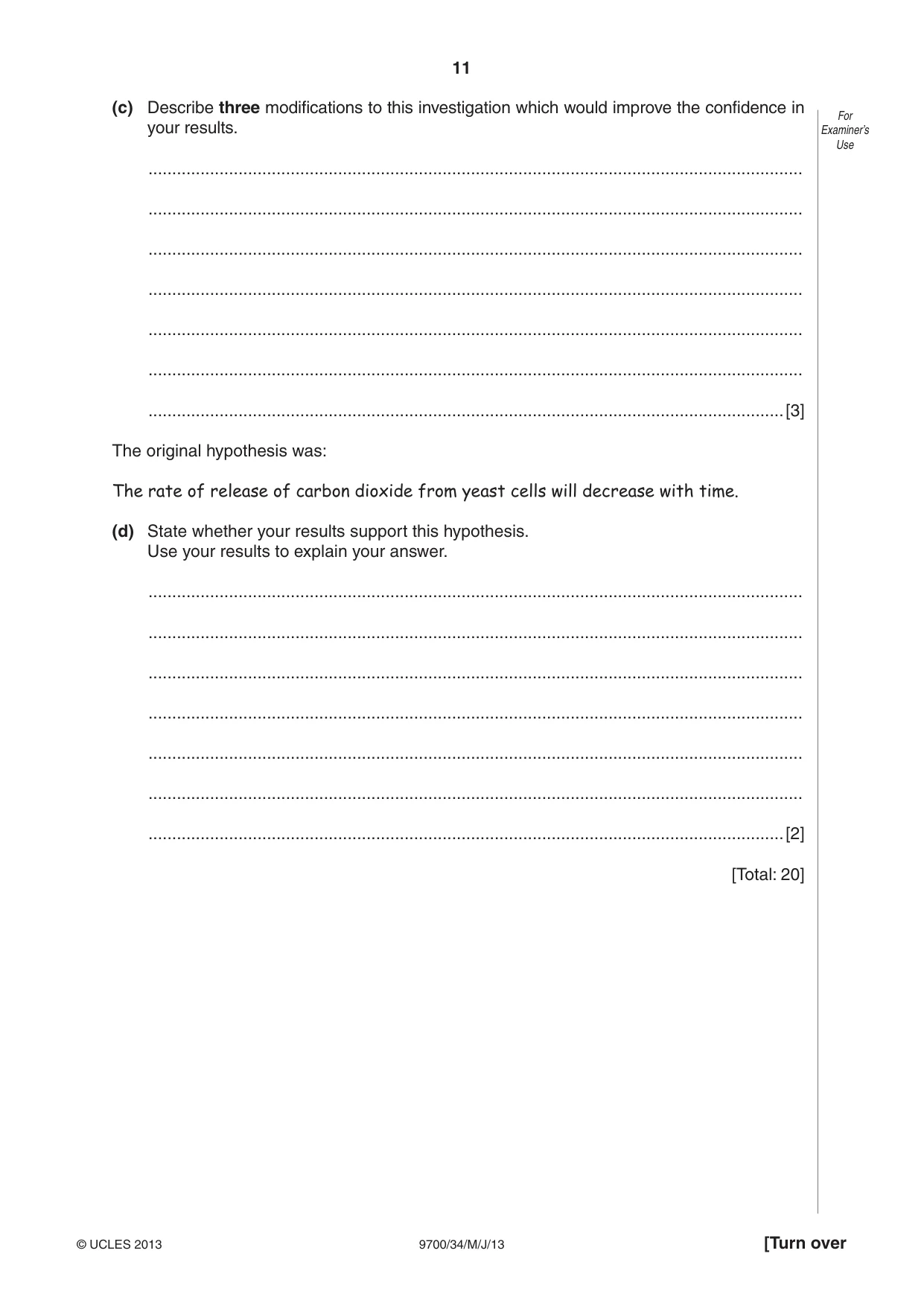 Cambridge A Level Biology 9700 2013 May/June Paper 3 · Variant 4 question paper, page 11 of 16