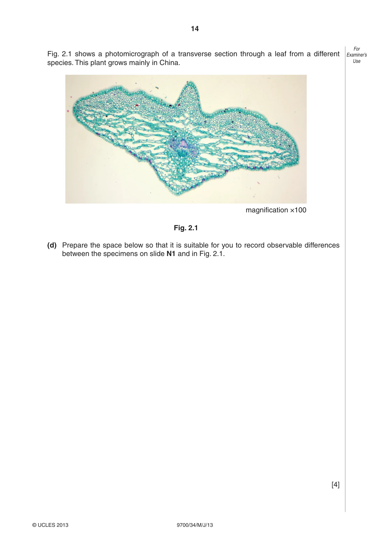 Cambridge A Level Biology 9700 2013 May/June Paper 3 · Variant 4 question paper, page 14 of 16
