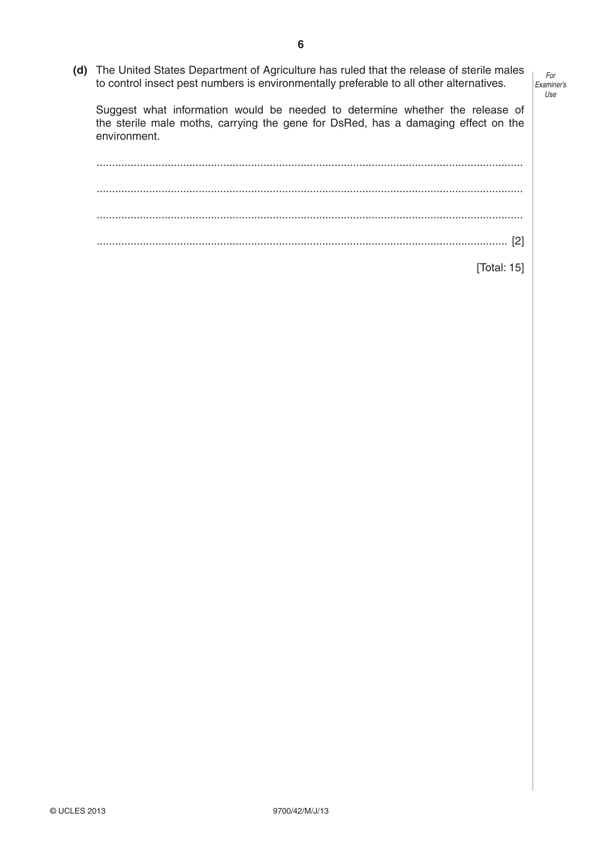Cambridge A Level Biology 9700 2013 May/June Paper 4 · Variant 2 question paper, page 6 of 24