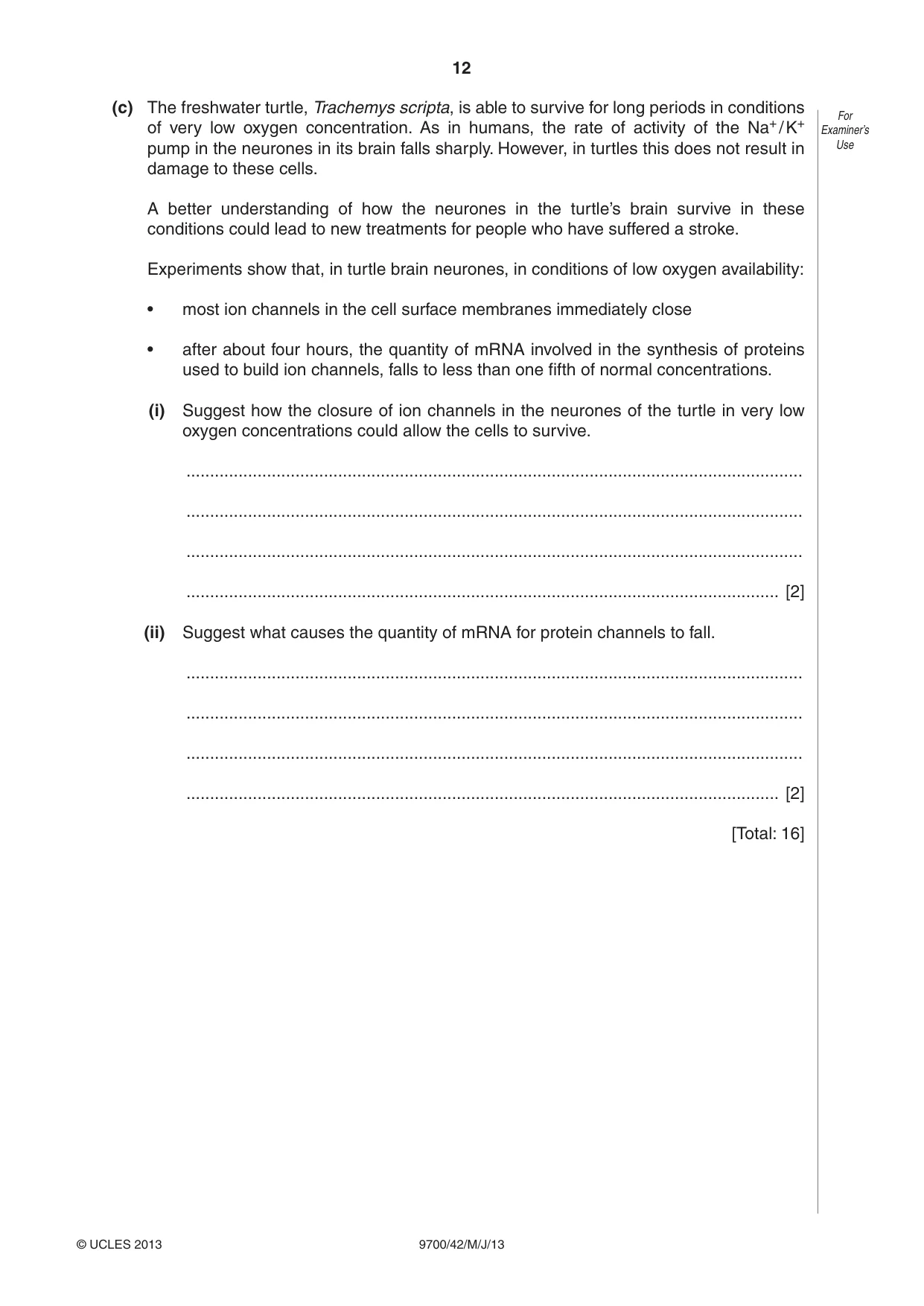 Cambridge A Level Biology 9700 2013 May/June Paper 4 · Variant 2 question paper, page 12 of 24