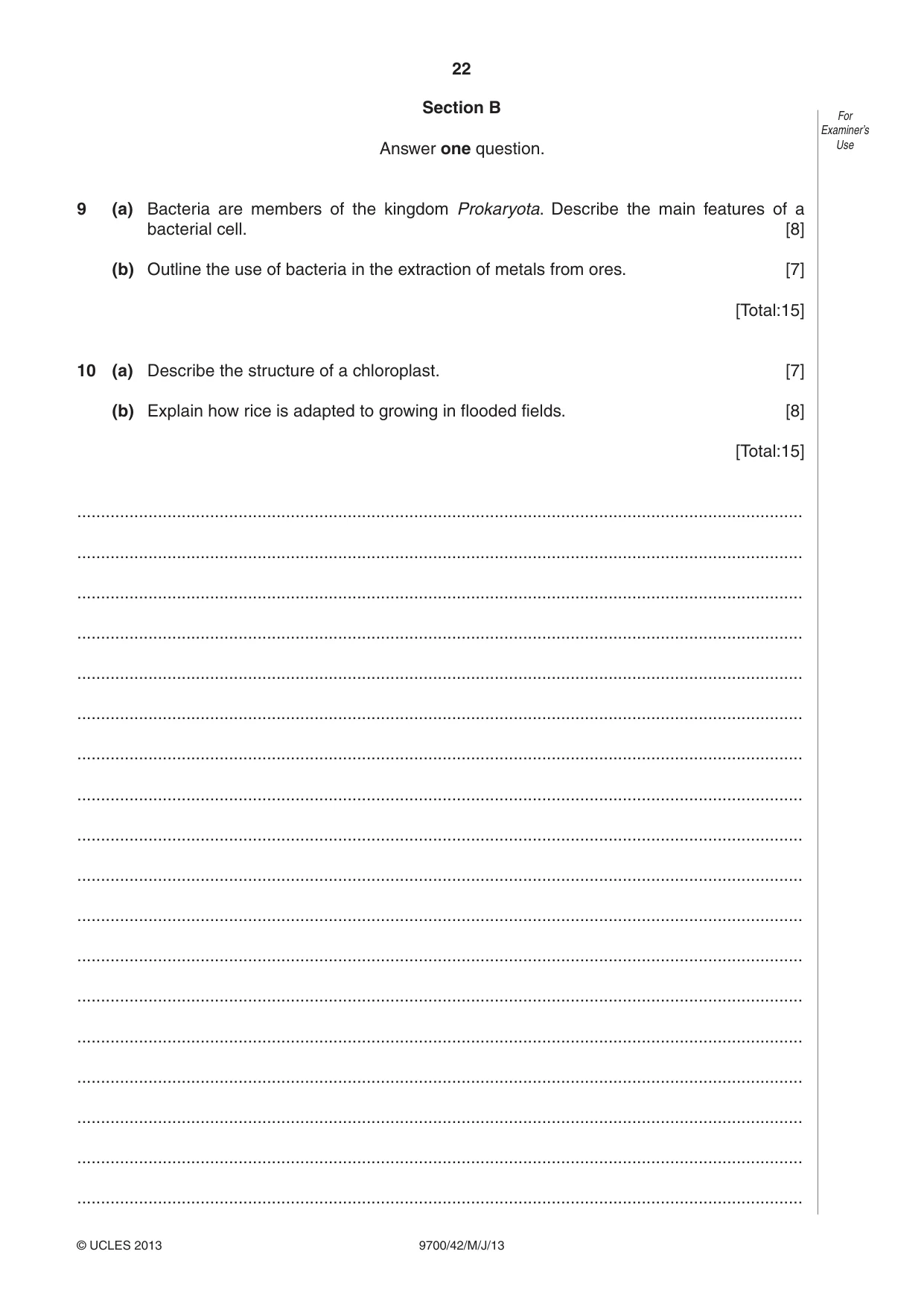 Cambridge A Level Biology 9700 2013 May/June Paper 4 · Variant 2 question paper, page 22 of 24