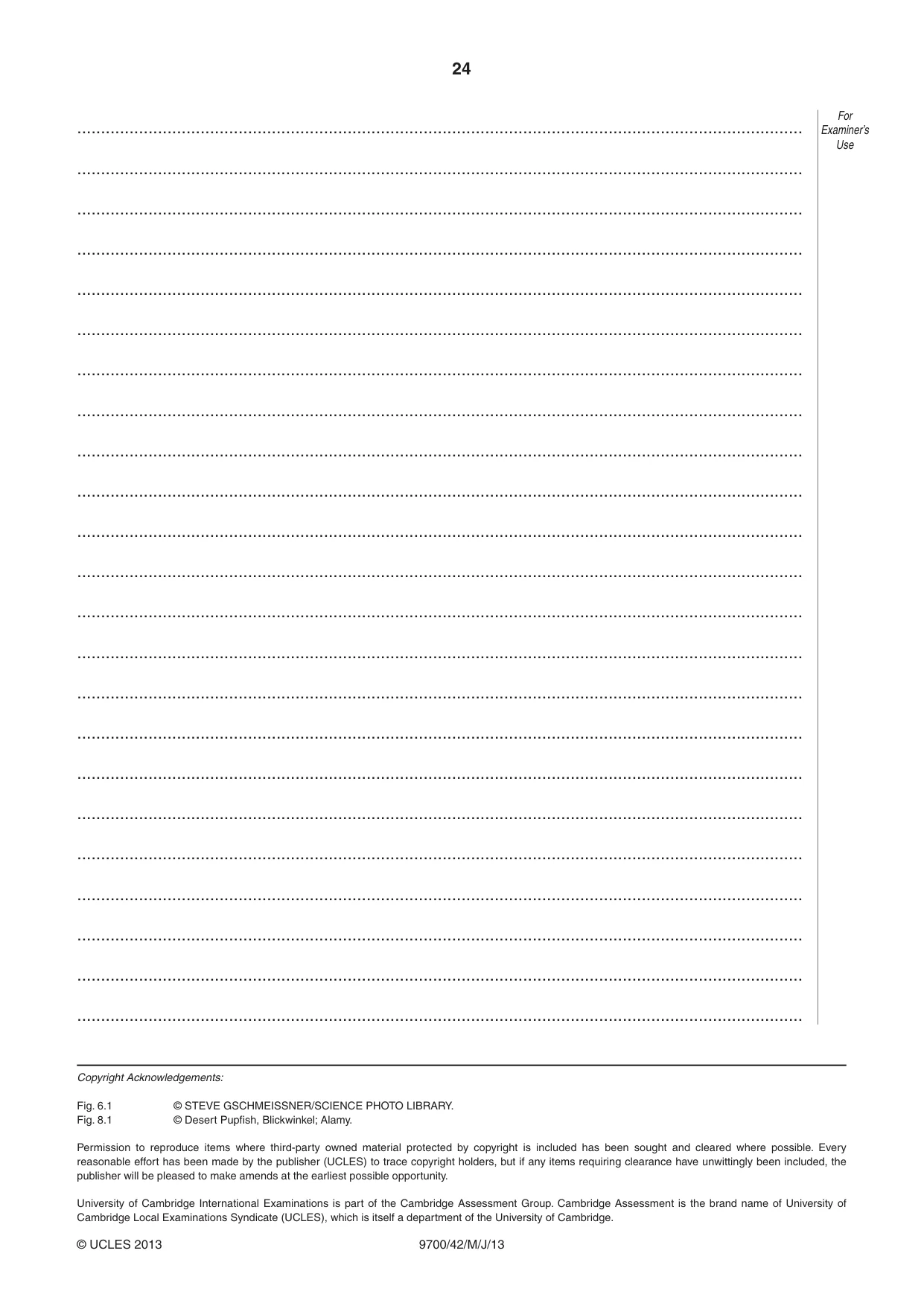 Cambridge A Level Biology 9700 2013 May/June Paper 4 · Variant 2 question paper, page 24 of 24
