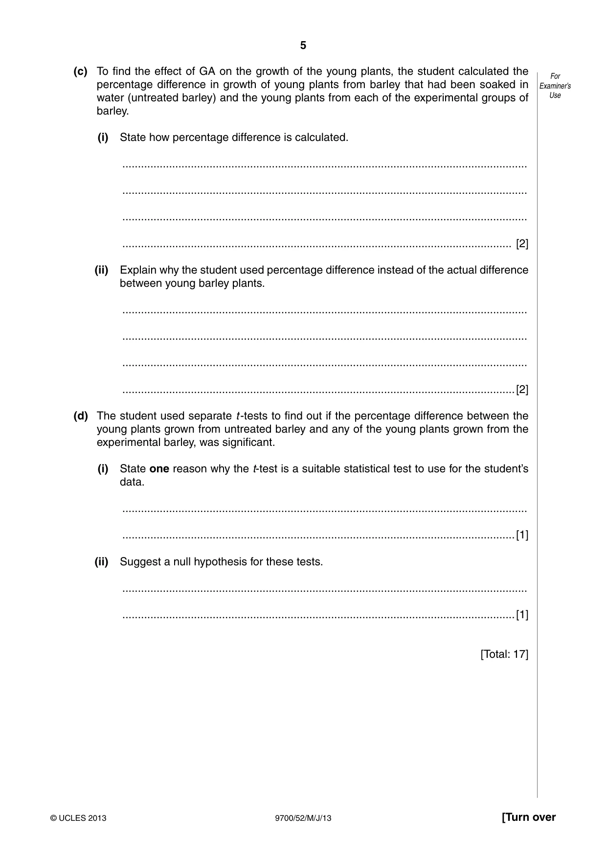 Cambridge A Level Biology 9700 2013 May/June Paper 5 · Variant 2 question paper, page 5 of 8