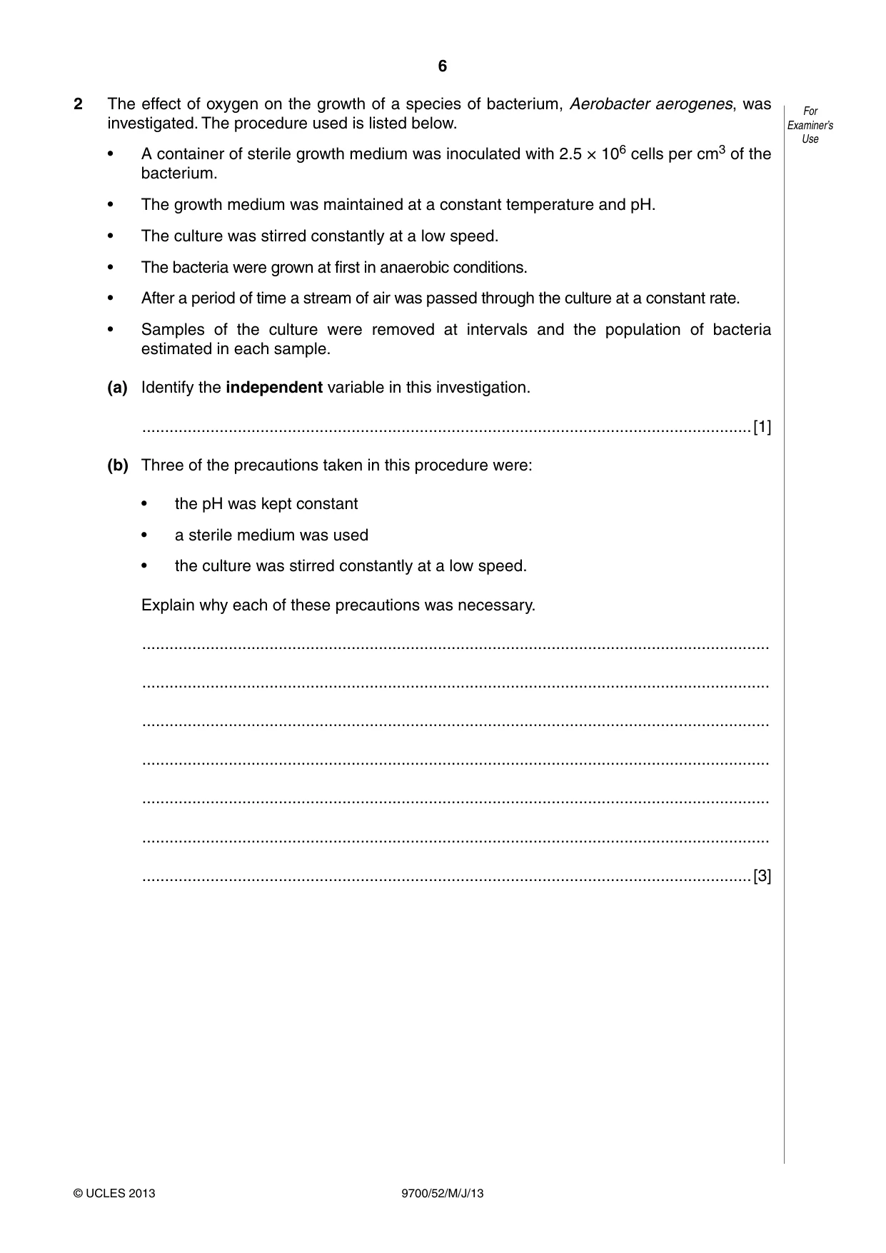 Cambridge A Level Biology 9700 2013 May/June Paper 5 · Variant 2 question paper, page 6 of 8