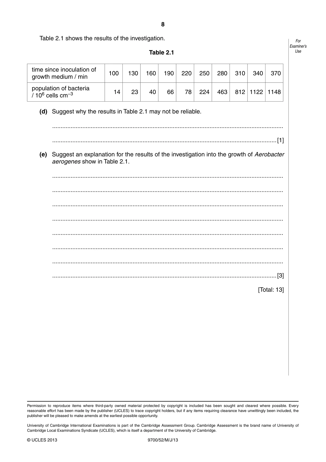 Cambridge A Level Biology 9700 2013 May/June Paper 5 · Variant 2 question paper, page 8 of 8