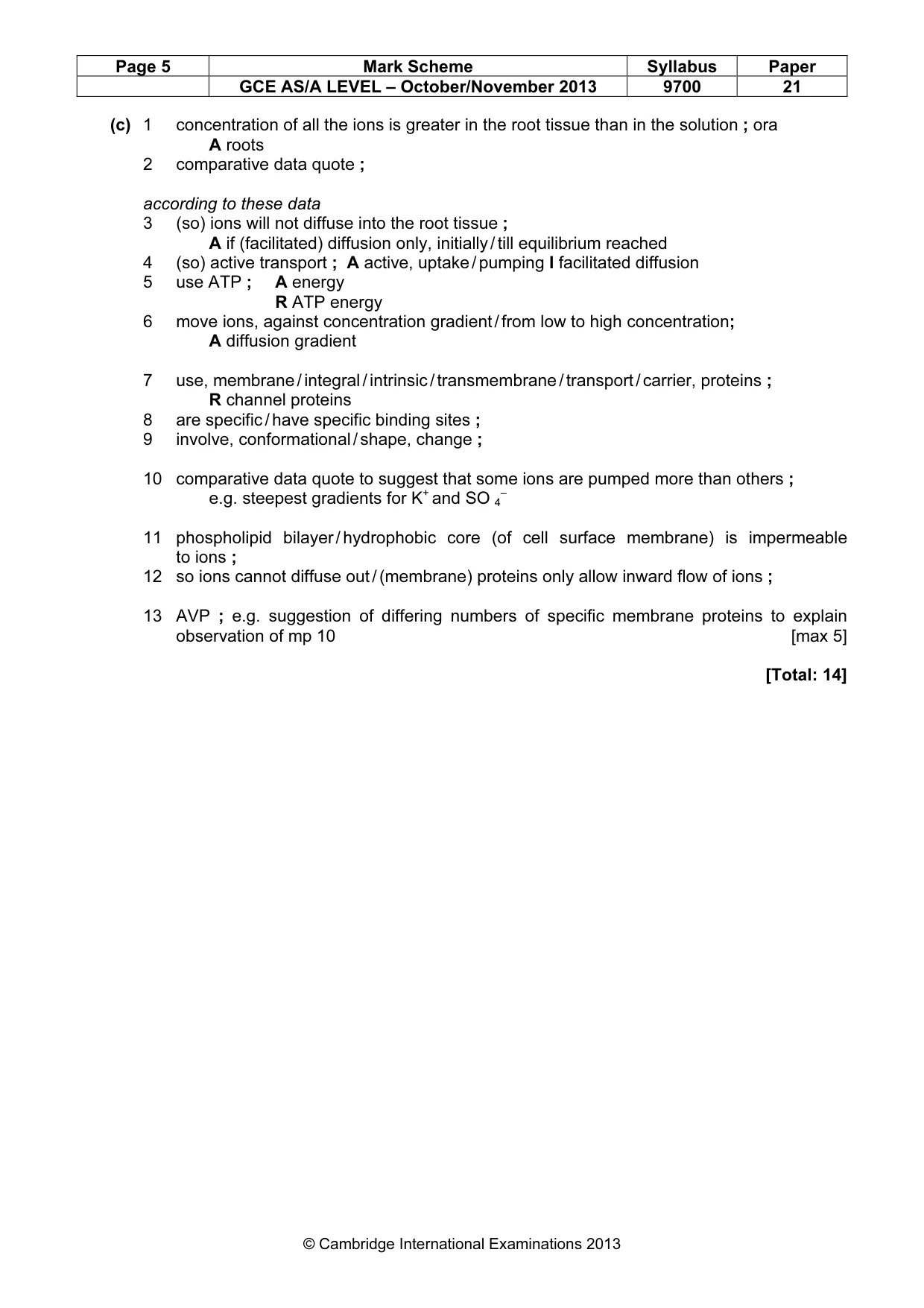 Mark scheme, page 5 of 10