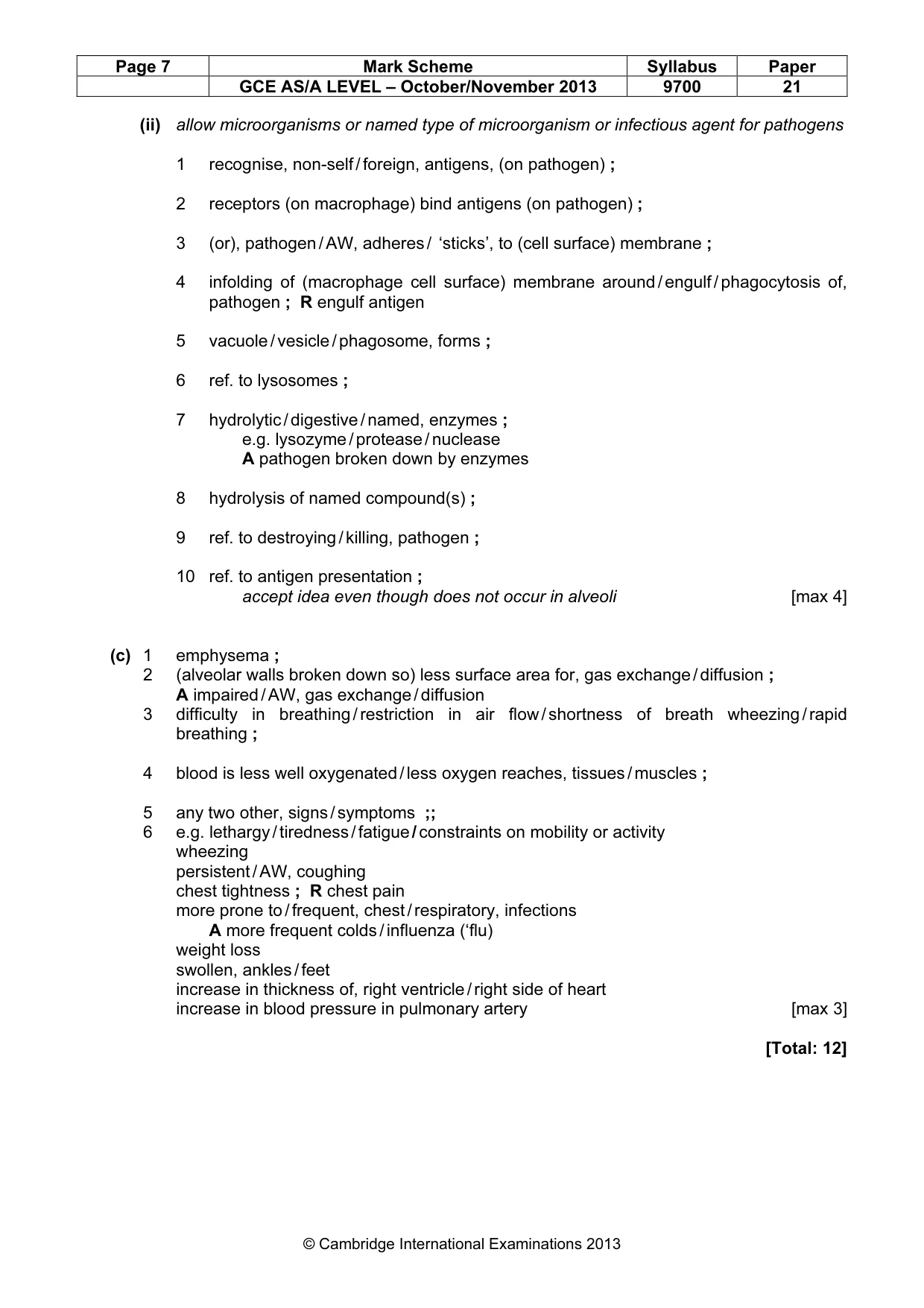 Mark scheme, page 7 of 10