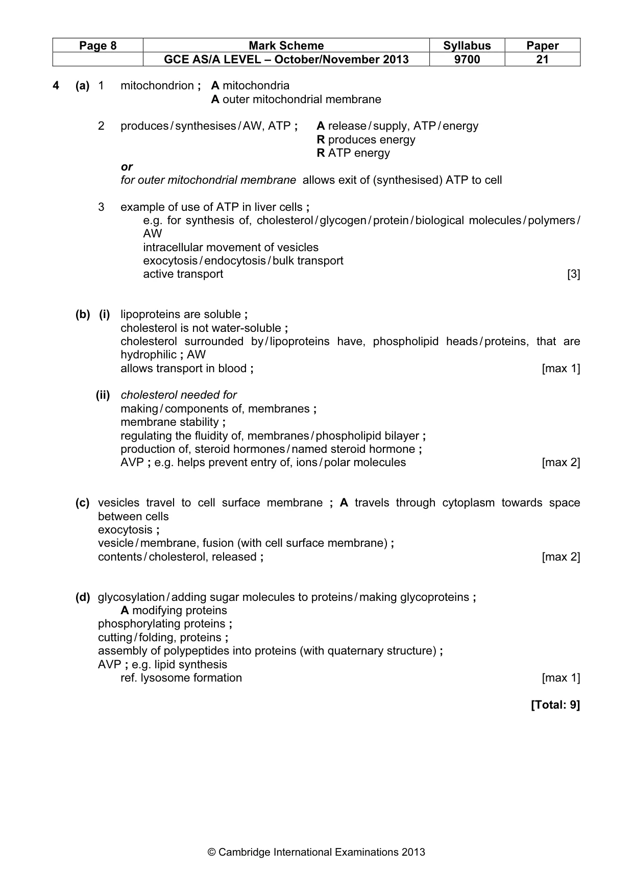 Mark scheme, page 8 of 10