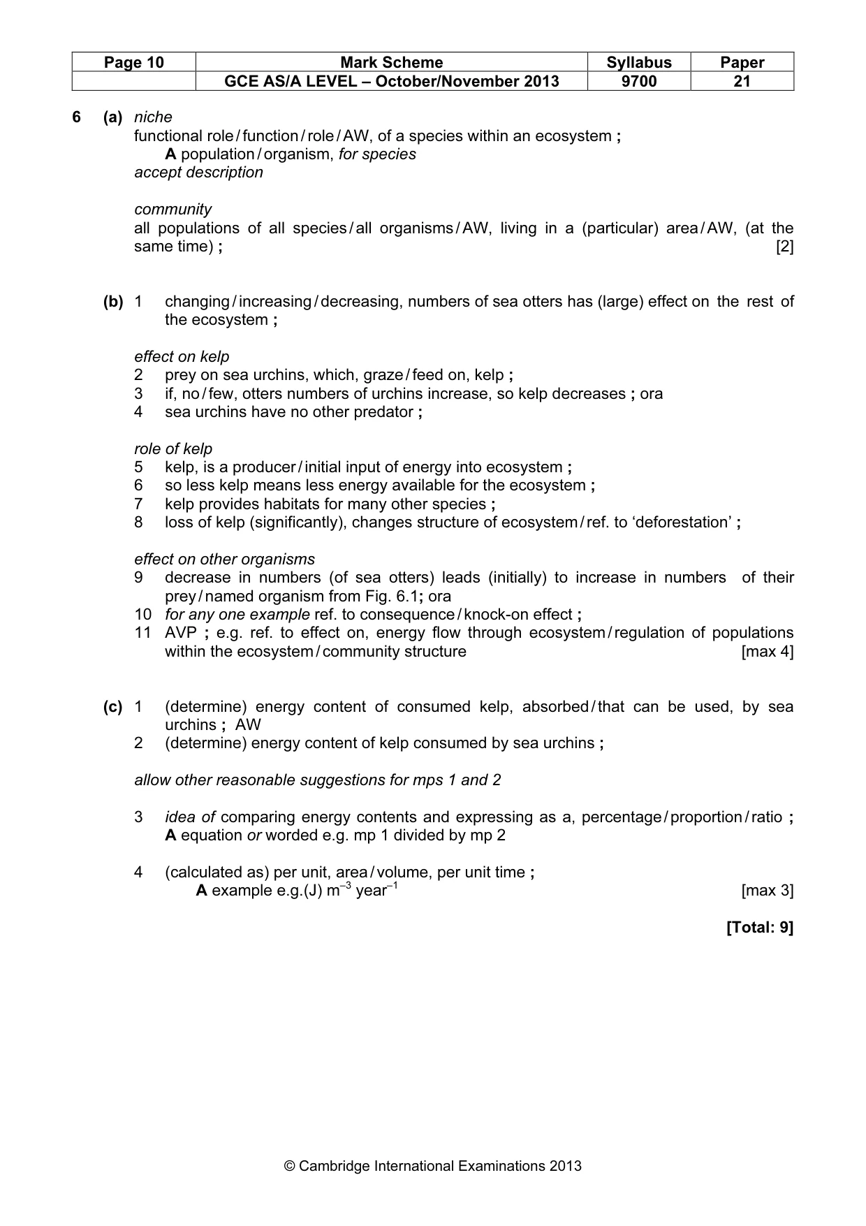 Mark scheme, page 10 of 10